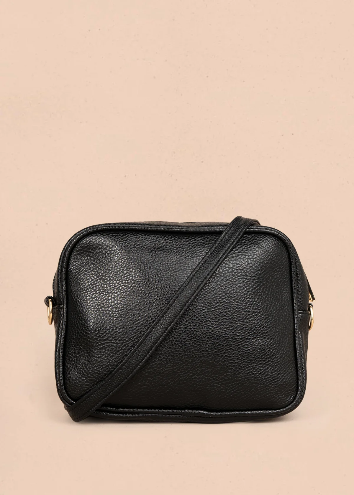 Bolso manos libres color negro con doble cremallera dorada 106336 - Image 4