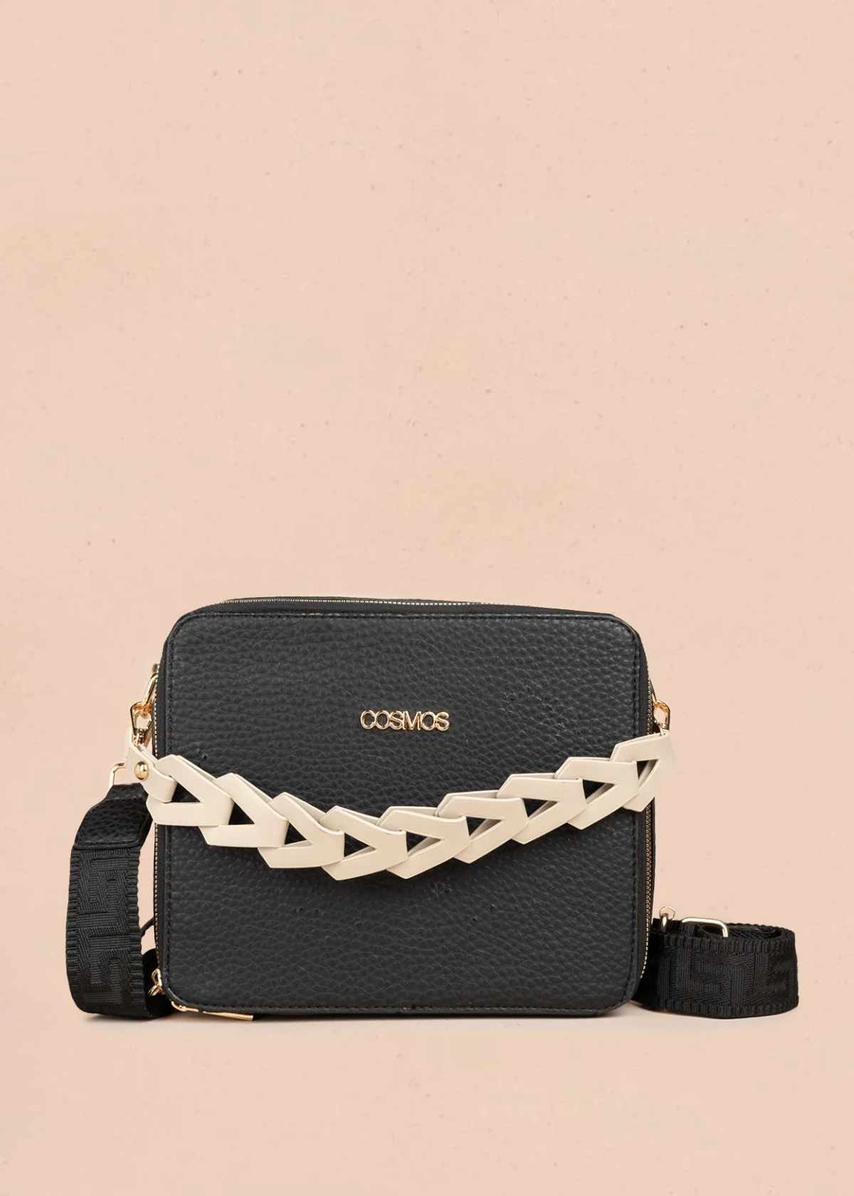 Bolso manos libres color negro texturizado 106787