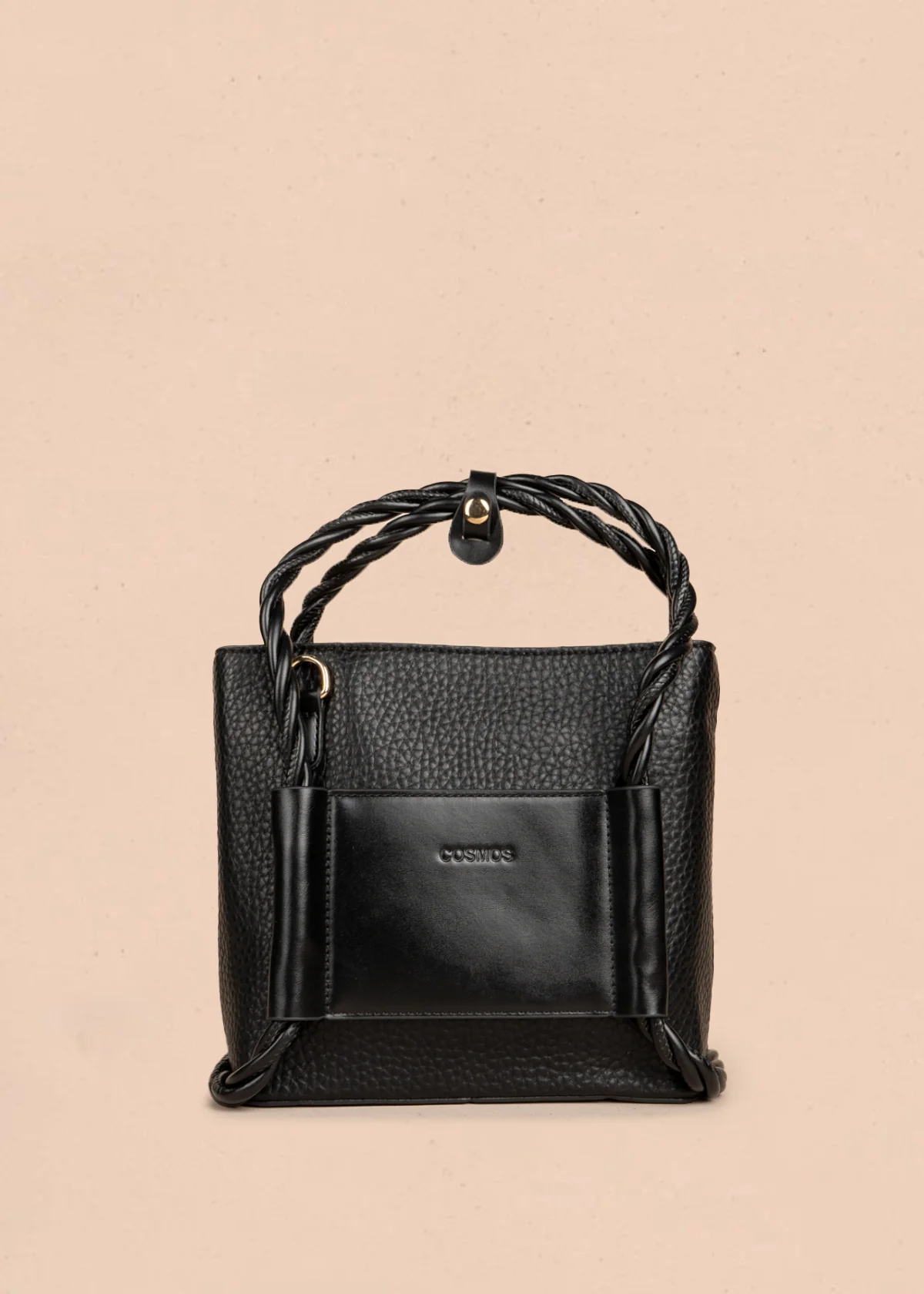 Bolso manos libres color negro con asas trenzadas 106789