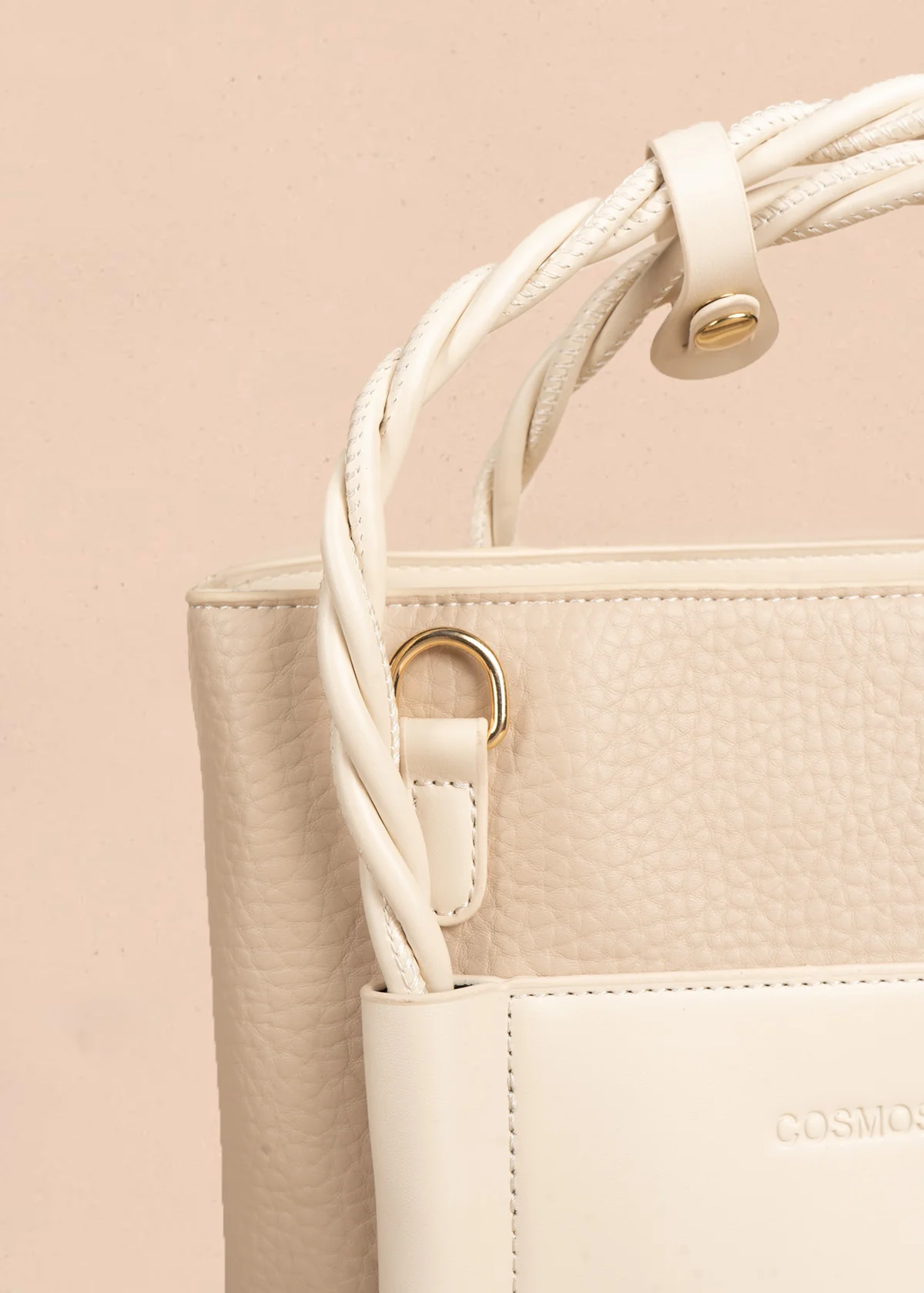Bolso manos libres color taupe con asas trenzadas 106789 - Image 4