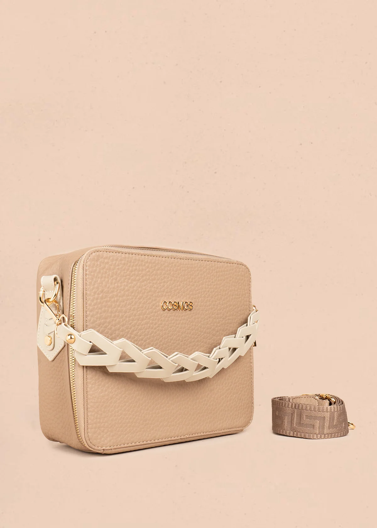 Bolso manos libres color taupe texturizado 106787 - Image 2