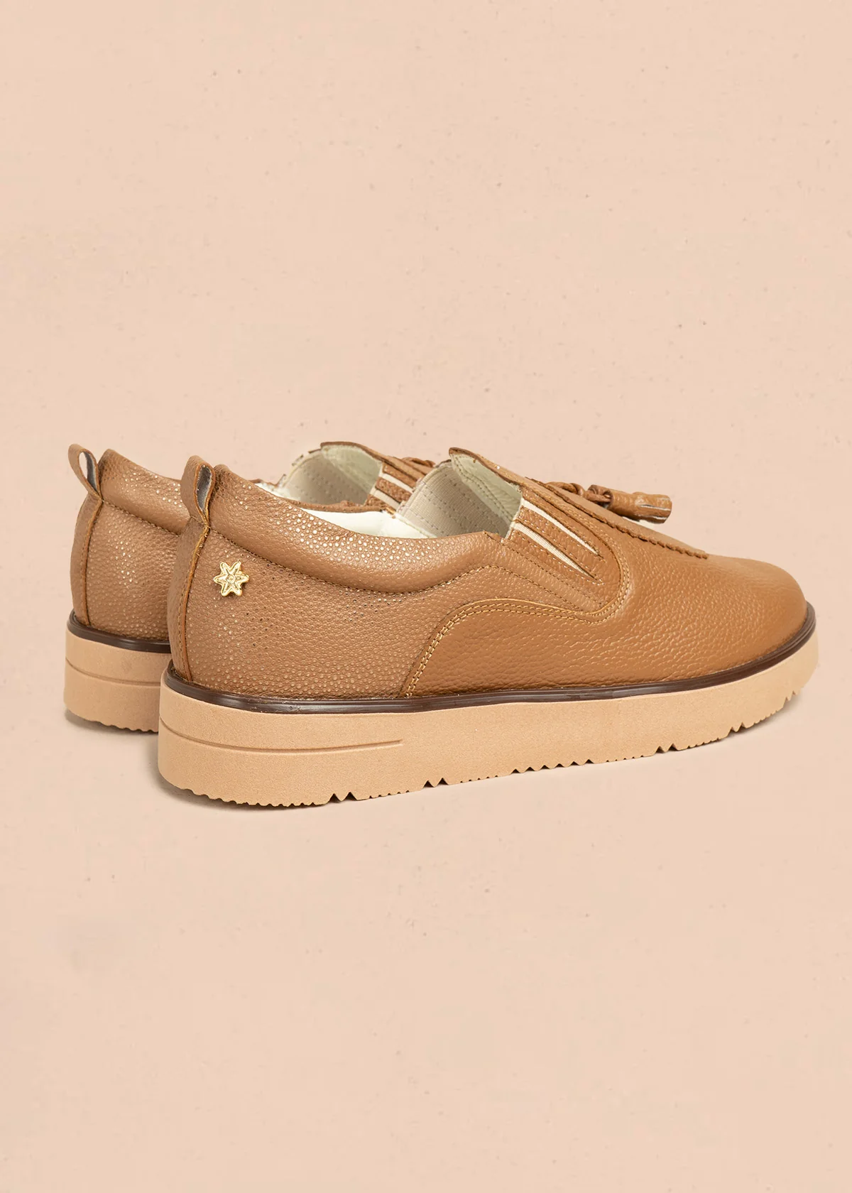 Mocasines de cuero color miel con borla 106466 - Image 6