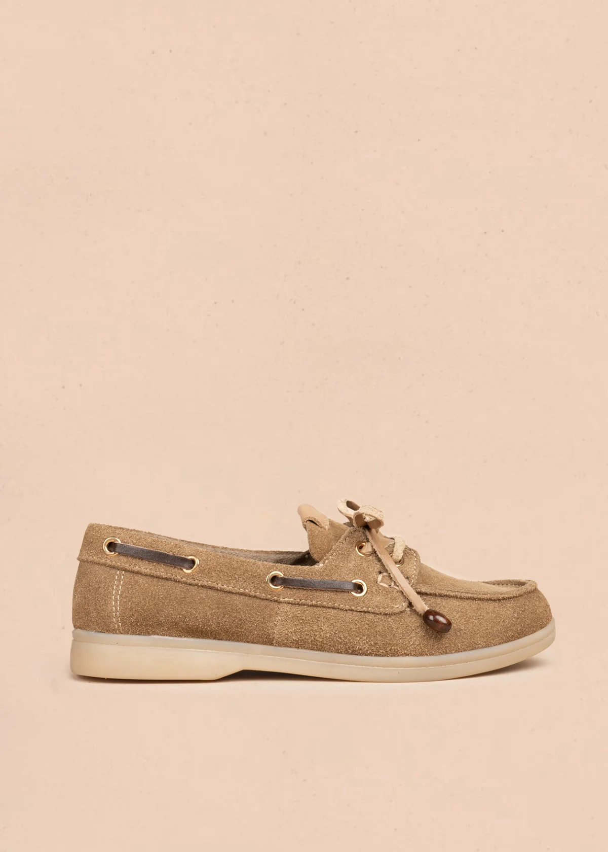 Mocasines de cuero carnaza color arena 106655