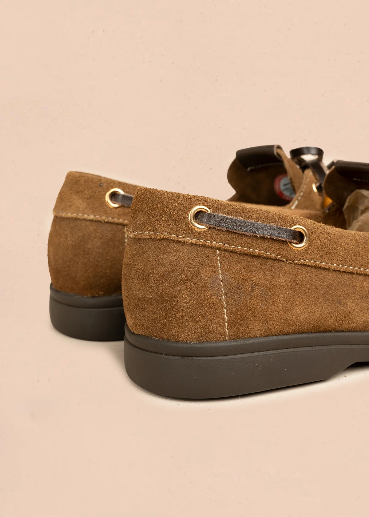 Mocasines de cuero carnaza color miel 106655 - Image 5