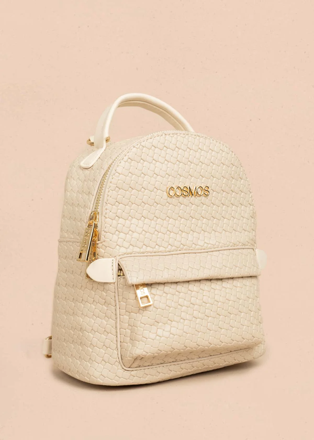 Morral color beige con bolsillo delantero y textura trenzada 106324 - Image 2