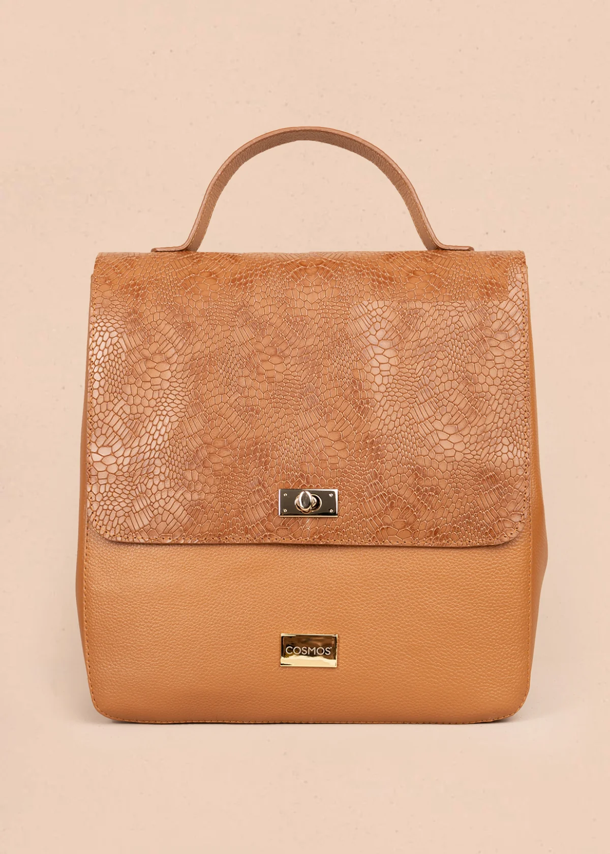 Morral en cuero color miel con textura 105791