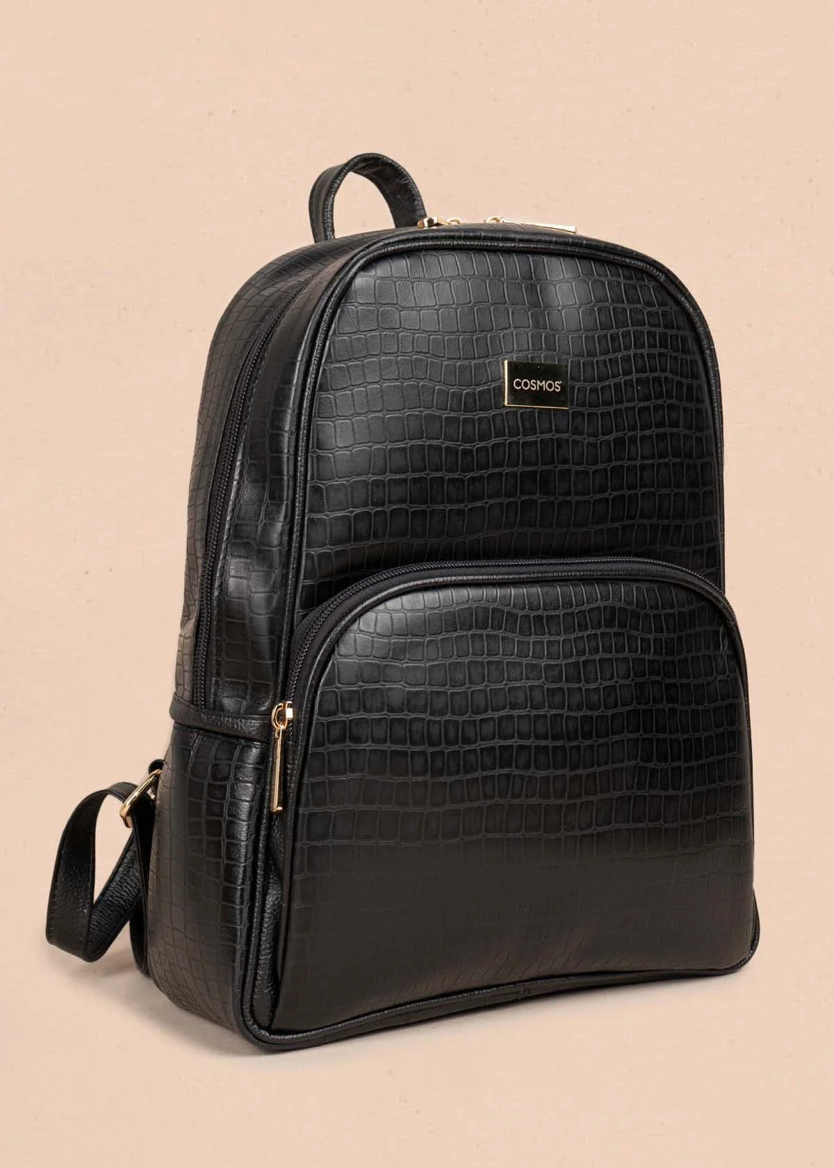 Morral en cuero color negro con textura croco 105311 - Image 10