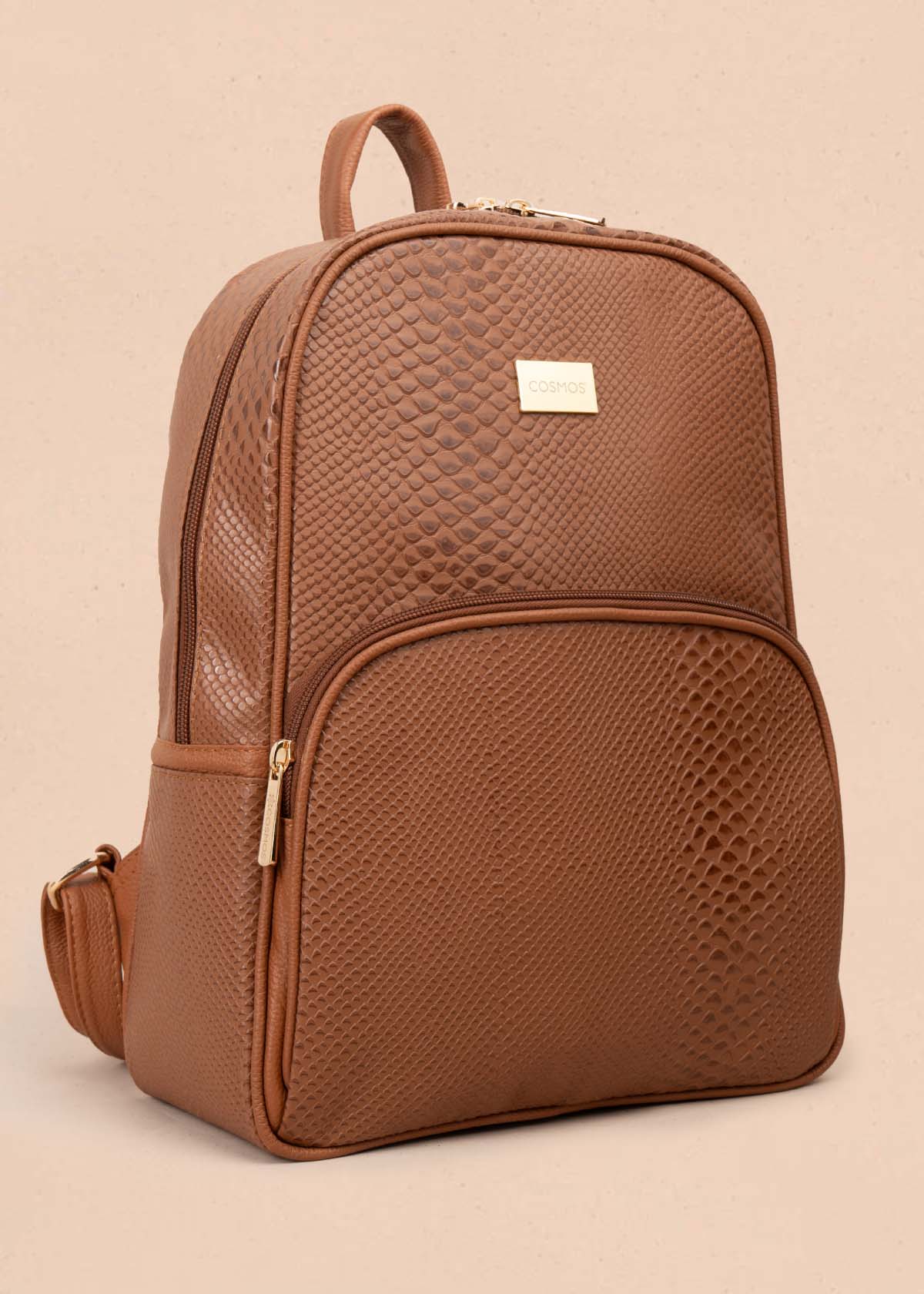 MORRAL EN CUERO COLOR TABACO CON TEXTURA CROCO 105311 - Image 6