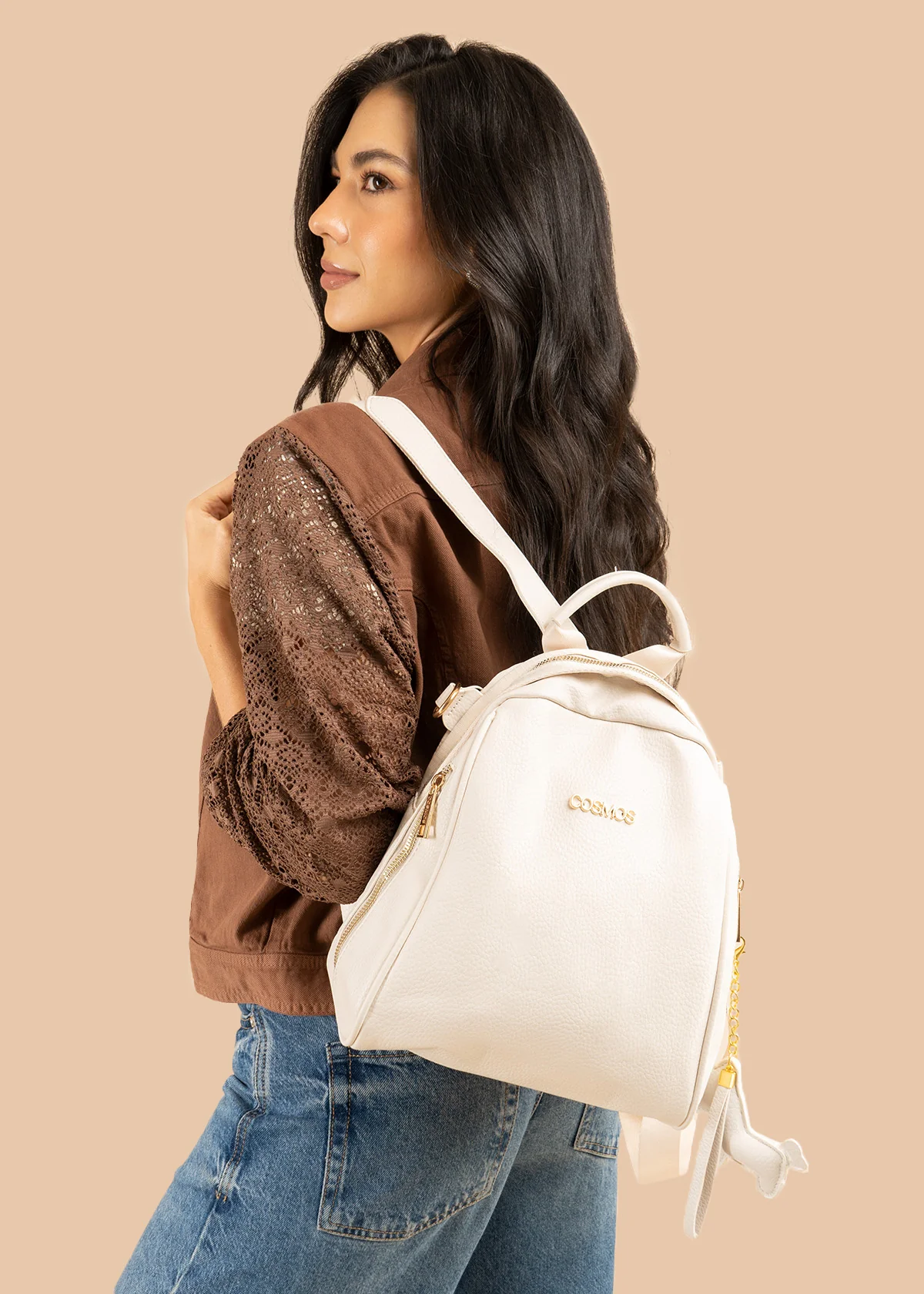 Morral en color crema con detalle de llavero 106326 - Image 7