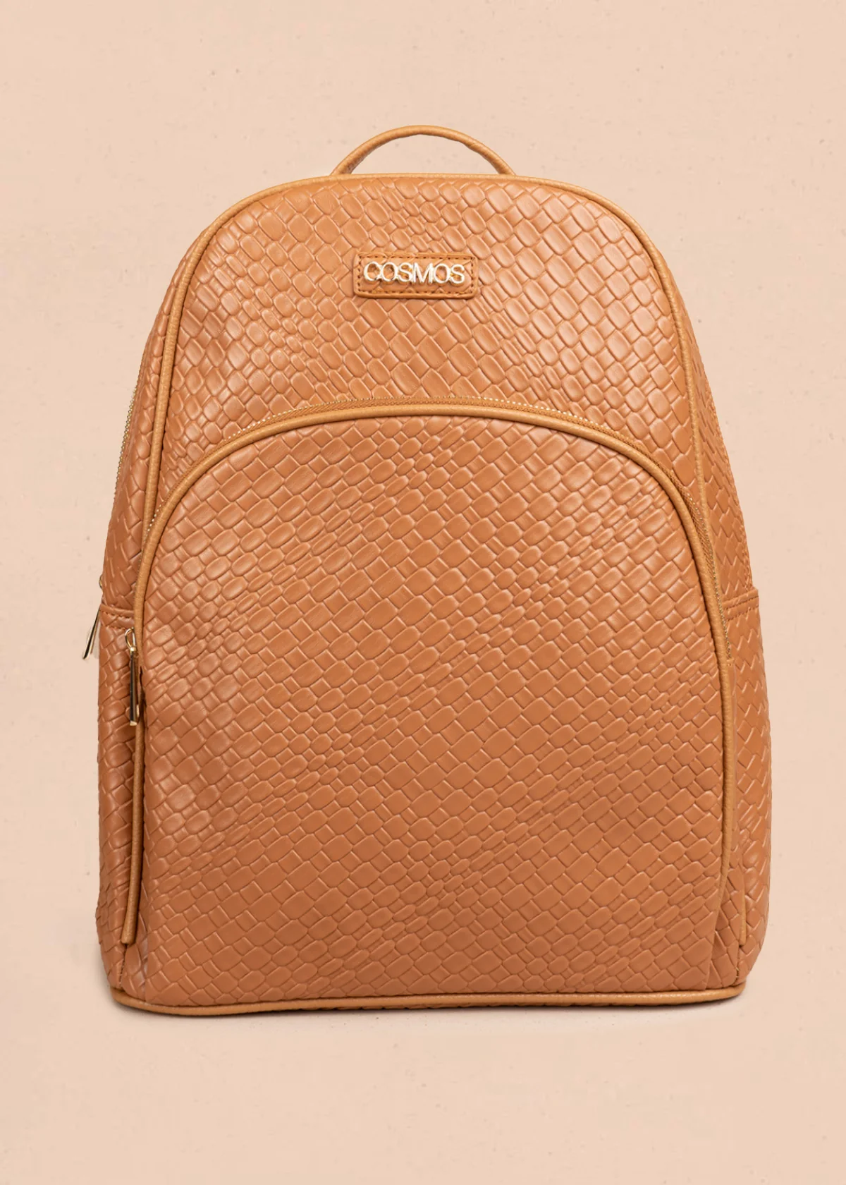 Morral color miel con textura croco y bolsillo frontal 106784