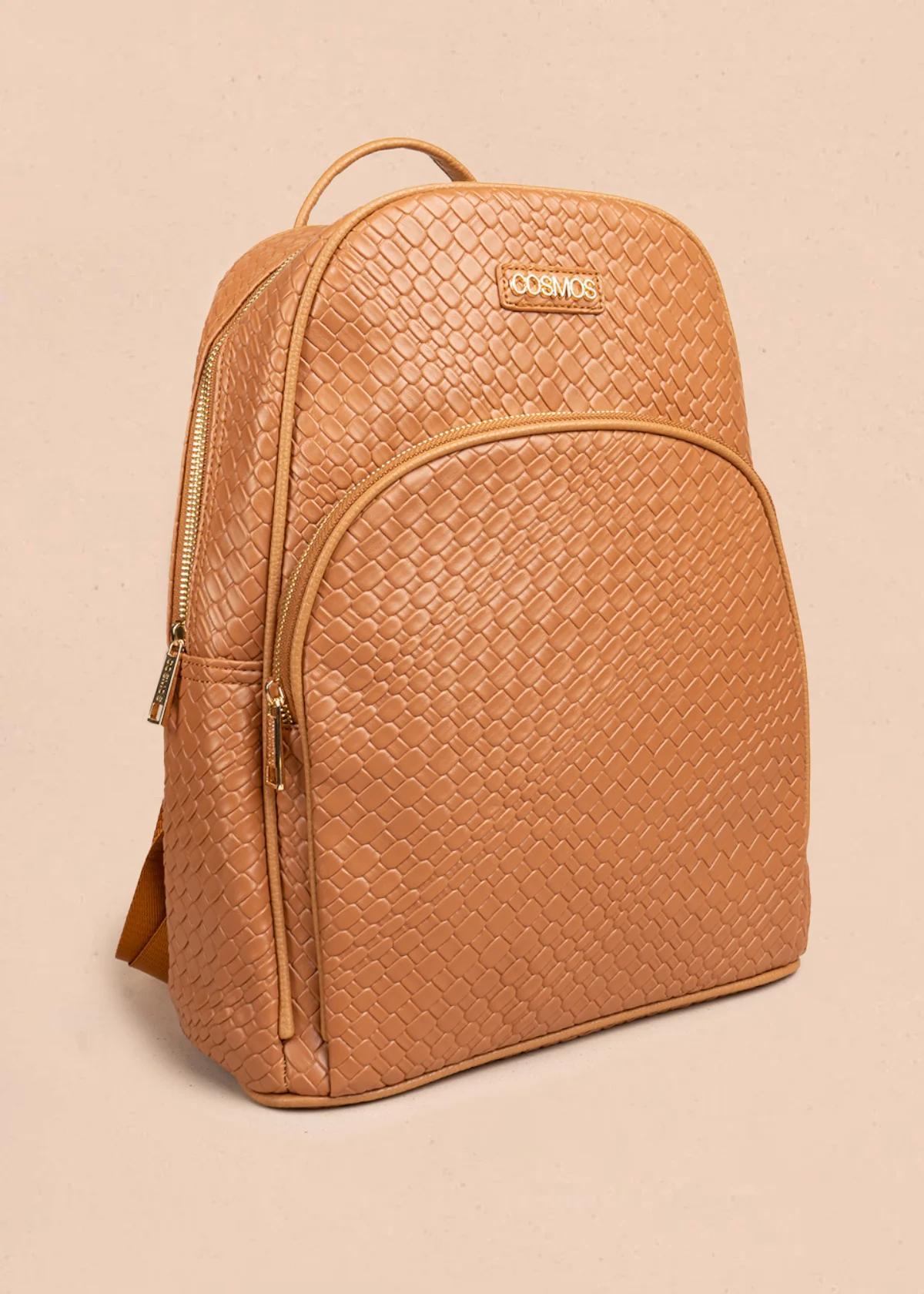 Morral color miel con textura croco y bolsillo frontal 106784 - Image 2