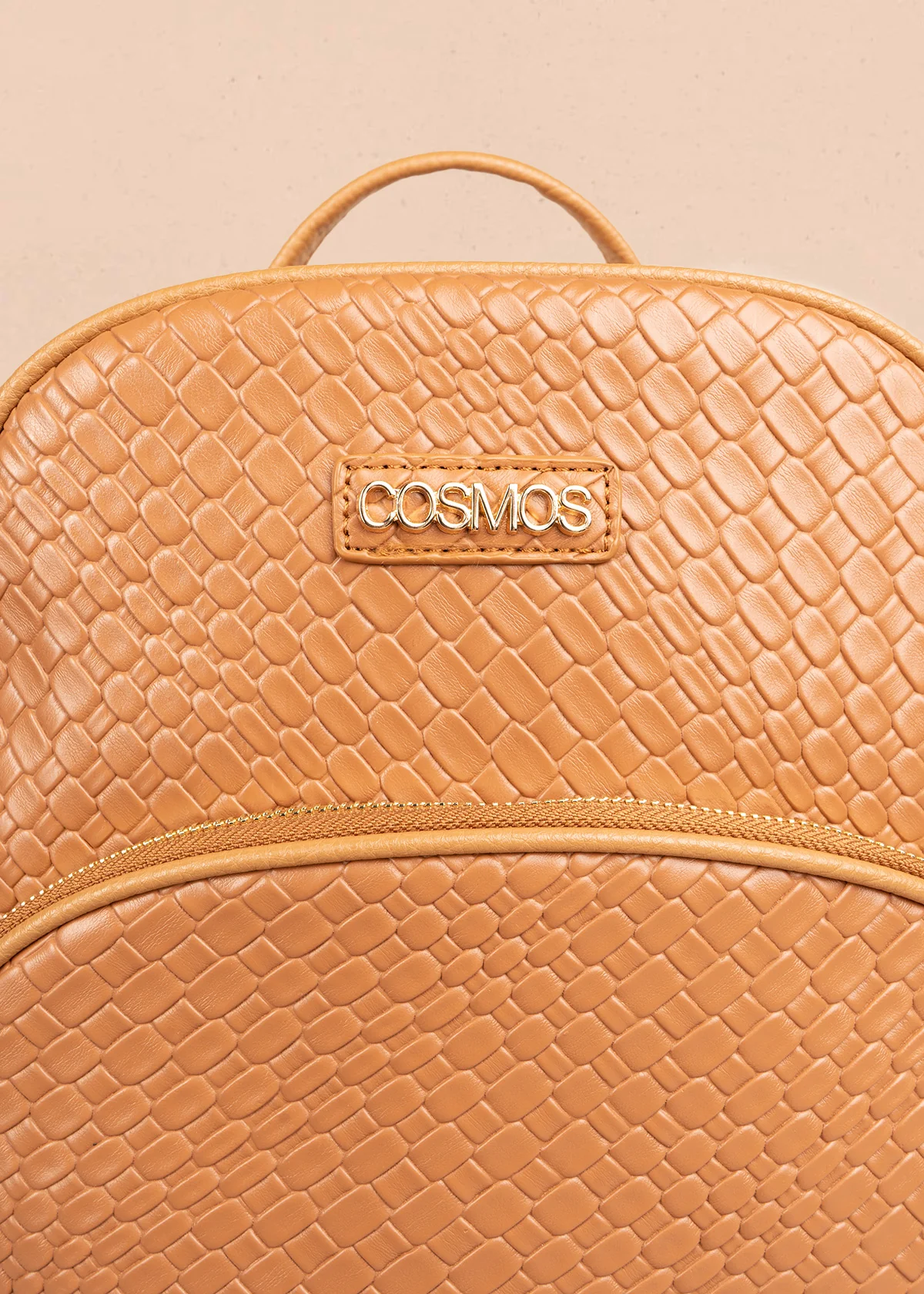 Morral color miel con textura croco y bolsillo frontal 106784 - Image 4