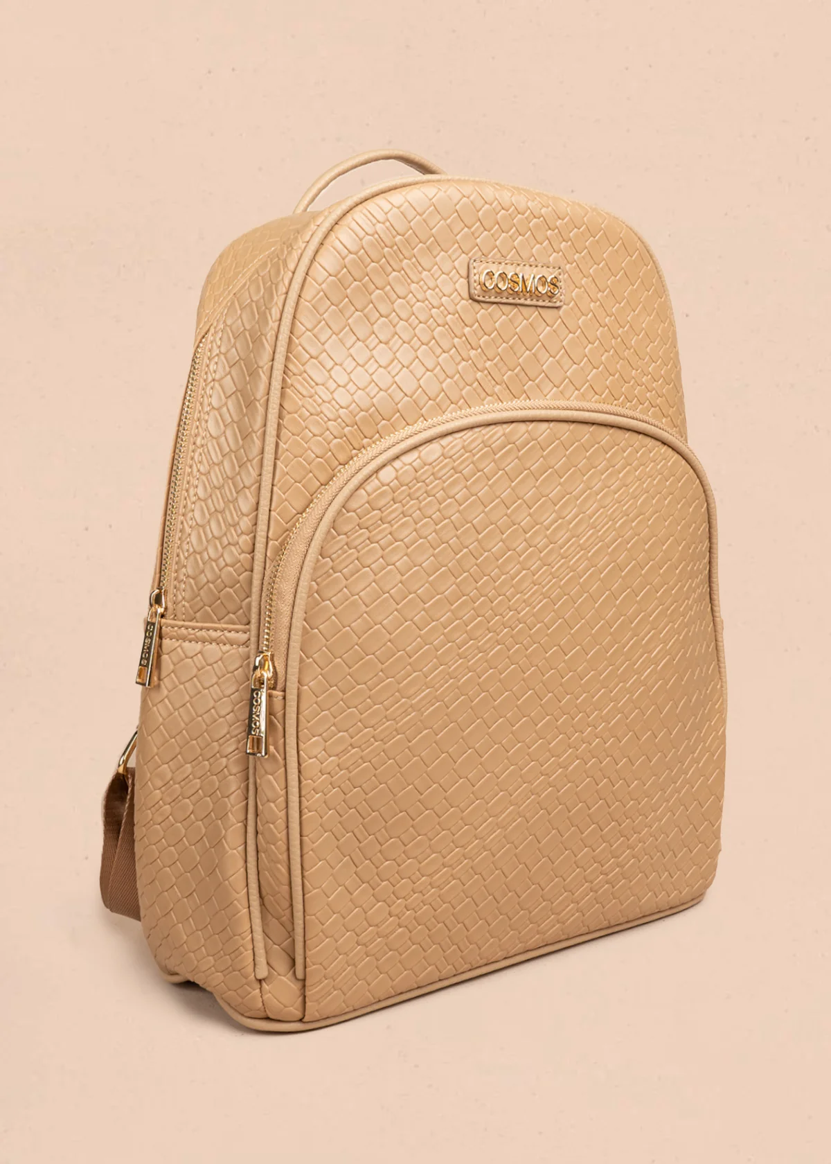 Morral color taupe con textura croco y bolsillo frontal 106784 - Image 3