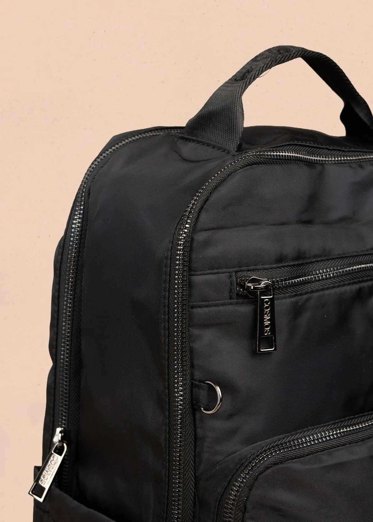 Morral color negro en textil con bolsillos delanteros 106298 - Image 3