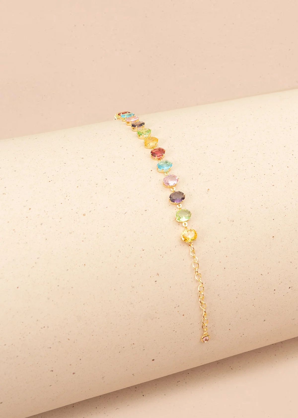 Pulsera con cristales multicolor y cadena dorada 106373 - Image 4