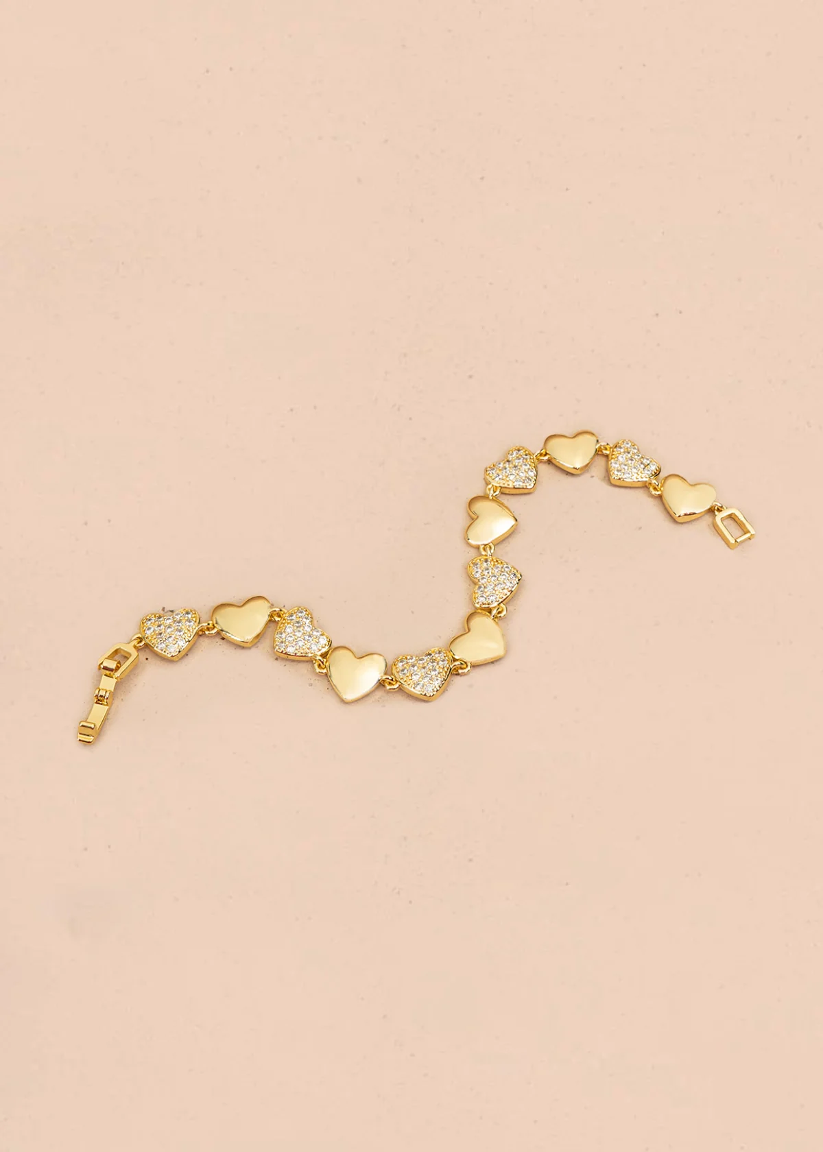 Pulsera color dorado con dijes de corazón 106374 - Image 2