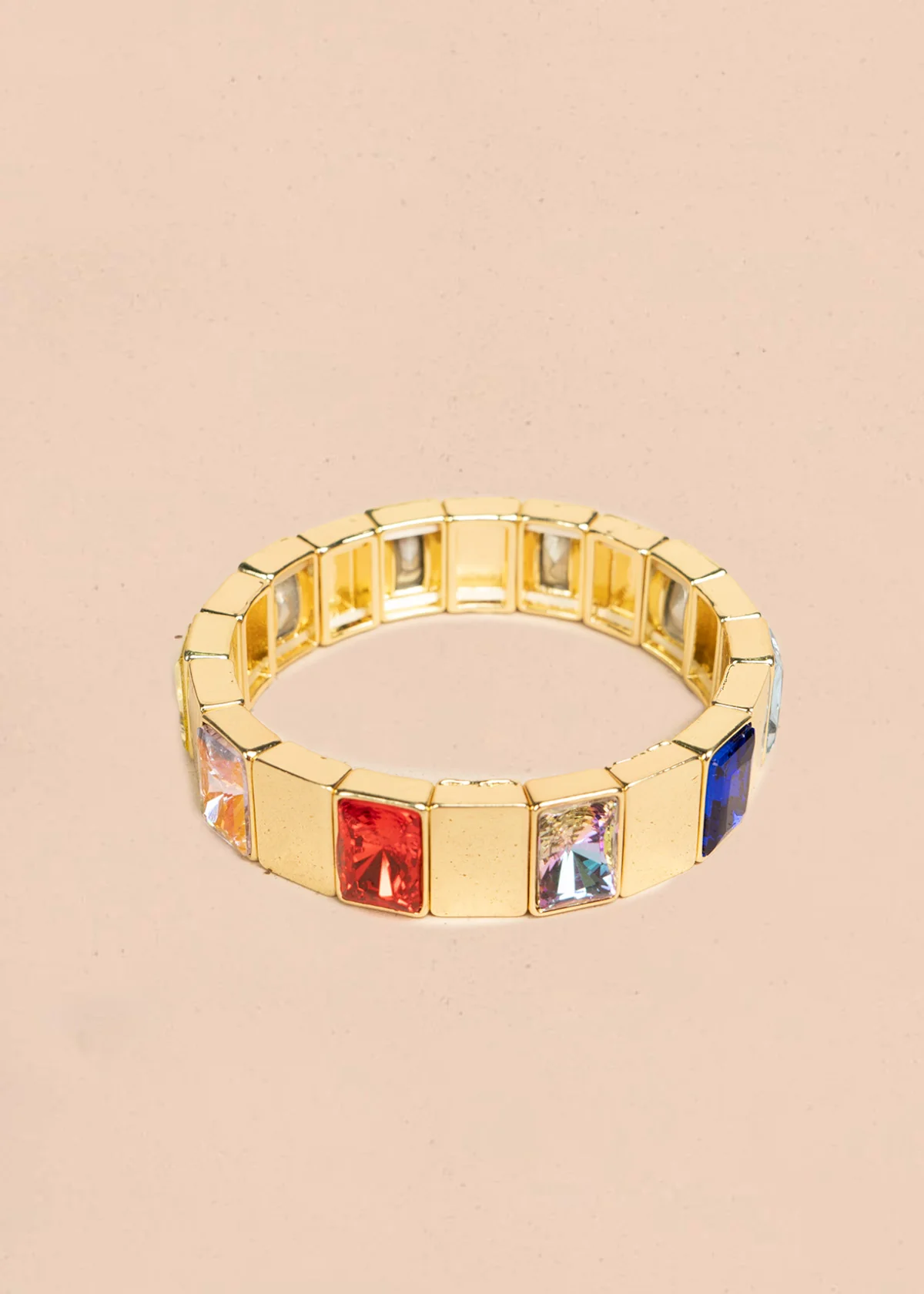 Pulsera color dorado con cristales rectangulares multicolor 106399 - Image 3