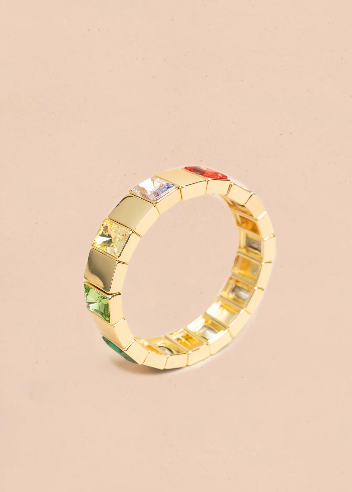 Pulsera color dorado con cristales rectangulares multicolor 106399 - Image 4