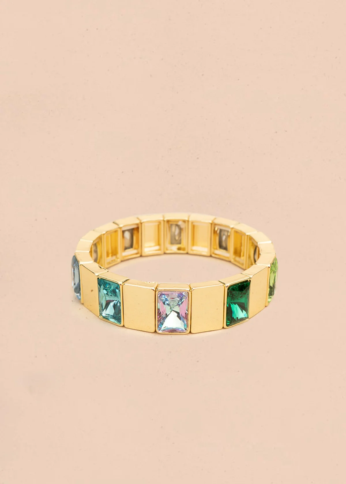 Pulsera color dorado con cristales rectangulares multicolor 106399 - Image 5