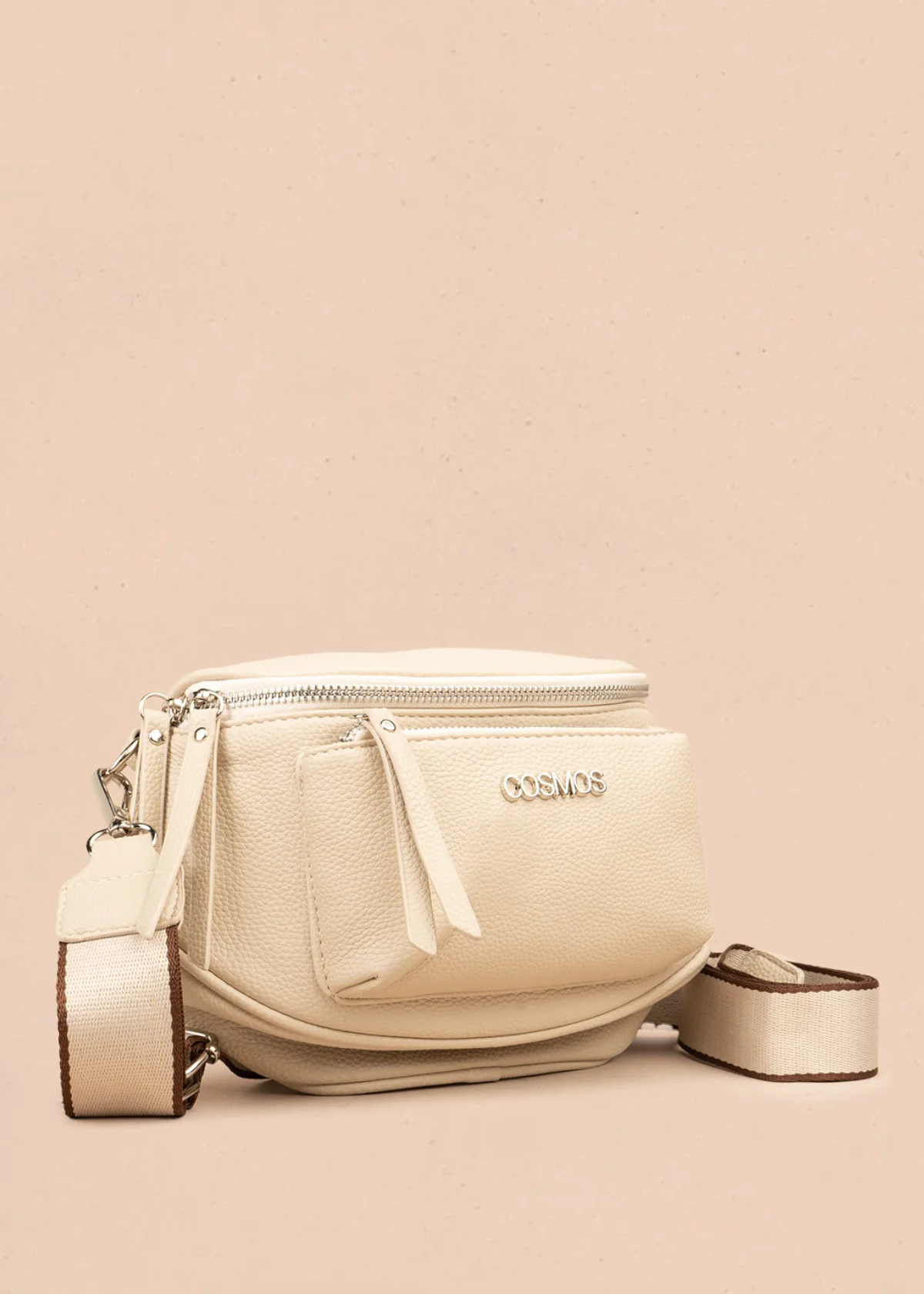 Riñonera color beige con bolsillo frontal y correa ajustable 106804 - Image 2