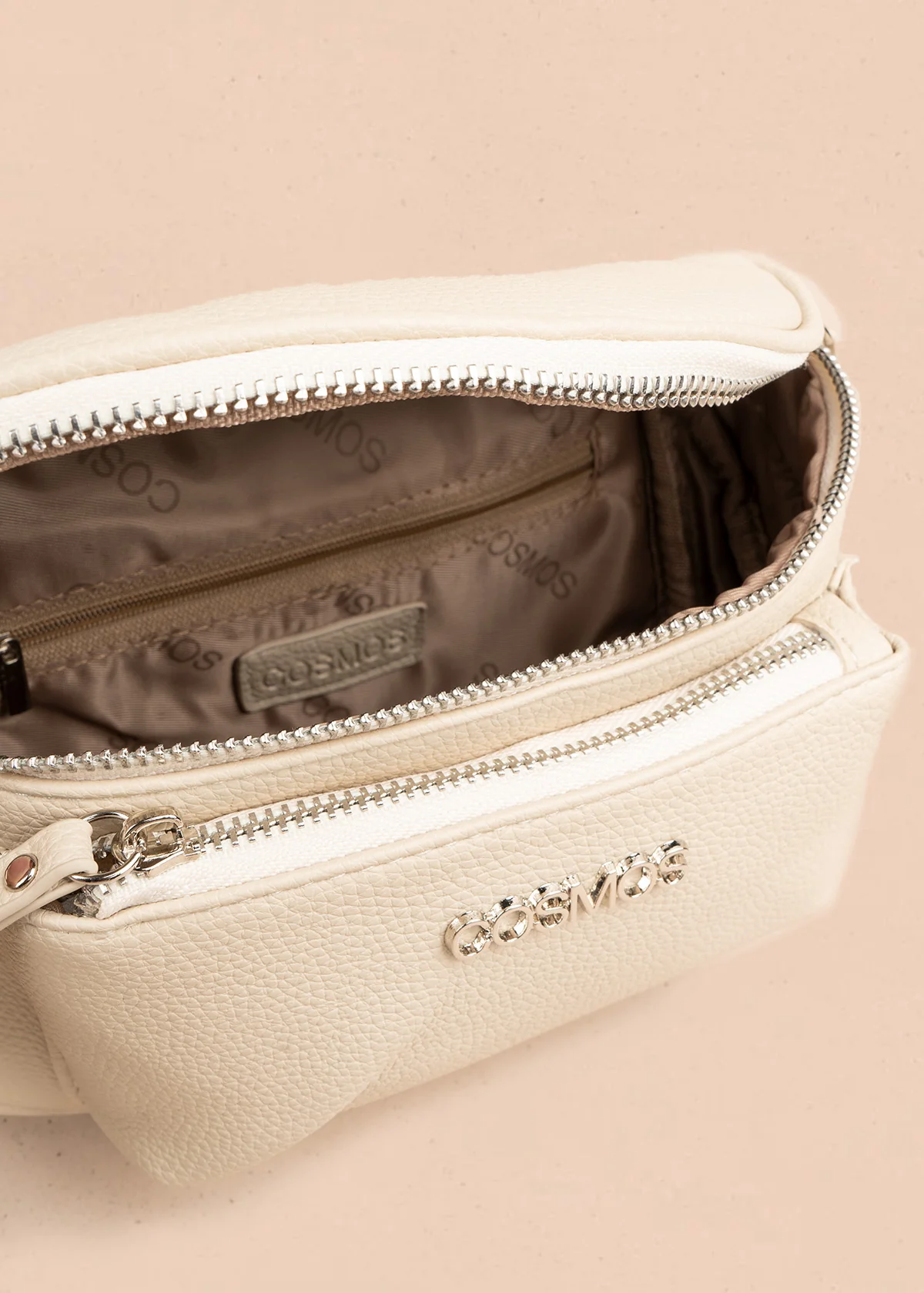 Riñonera color beige con bolsillo frontal y correa ajustable 106804 - Image 3