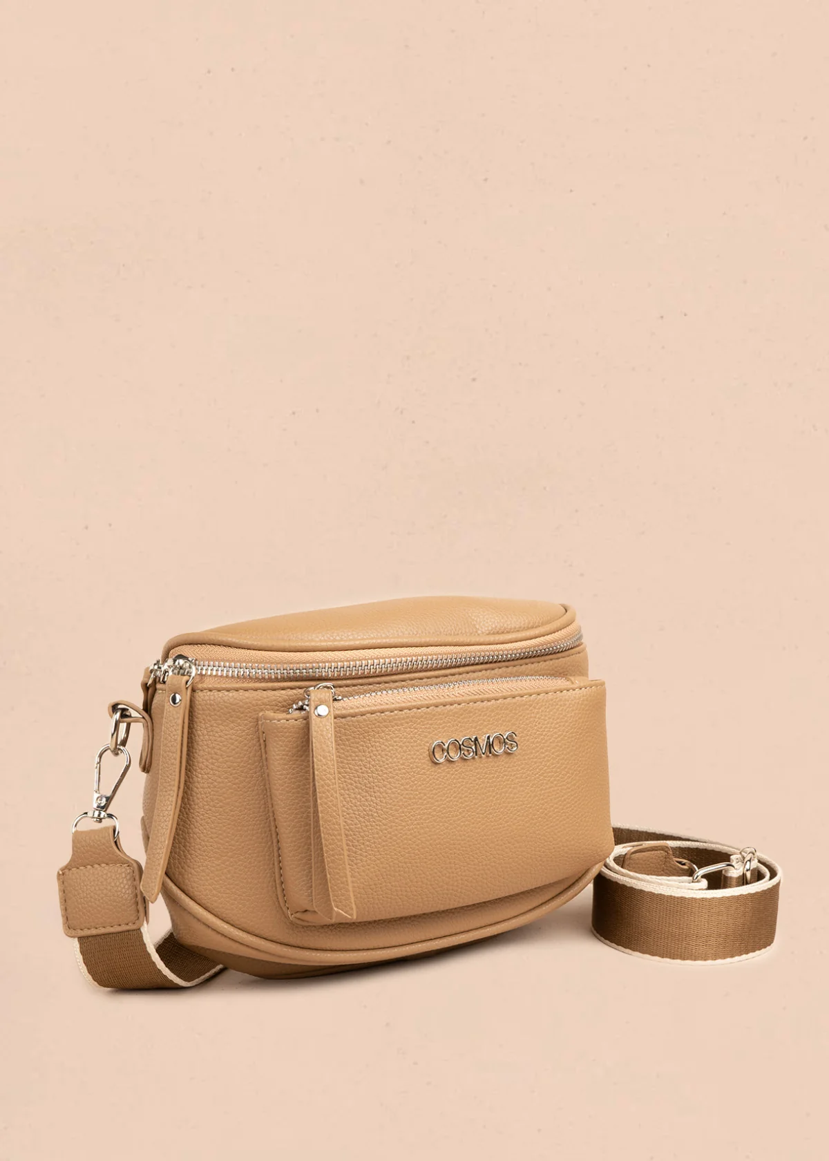 Riñonera color camel con bolsillo frontal y correa ajustable 106804 - Image 2