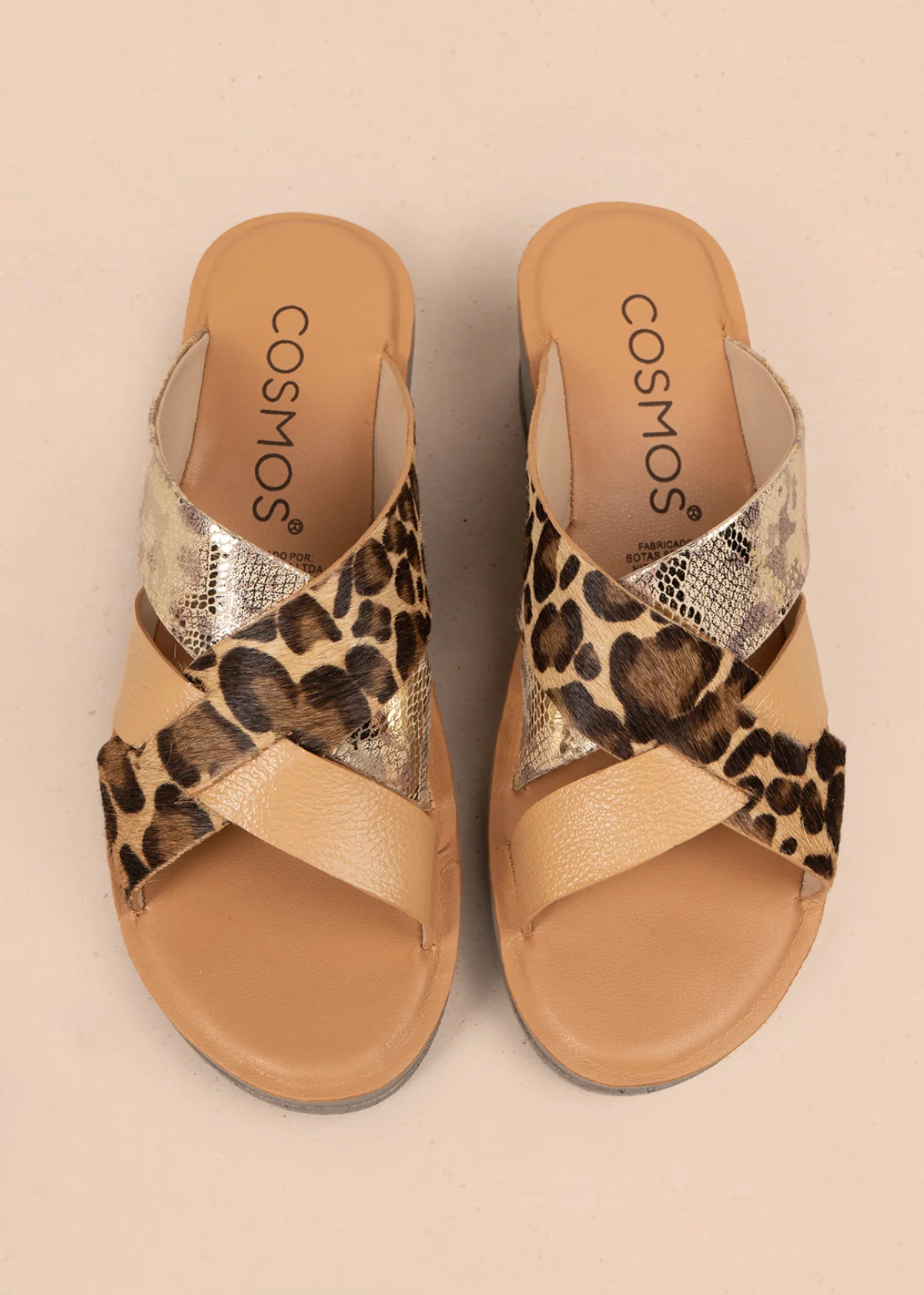 Sandalias en cuero color animal print con plataforma y correas cruzadas 106990 - Image 3