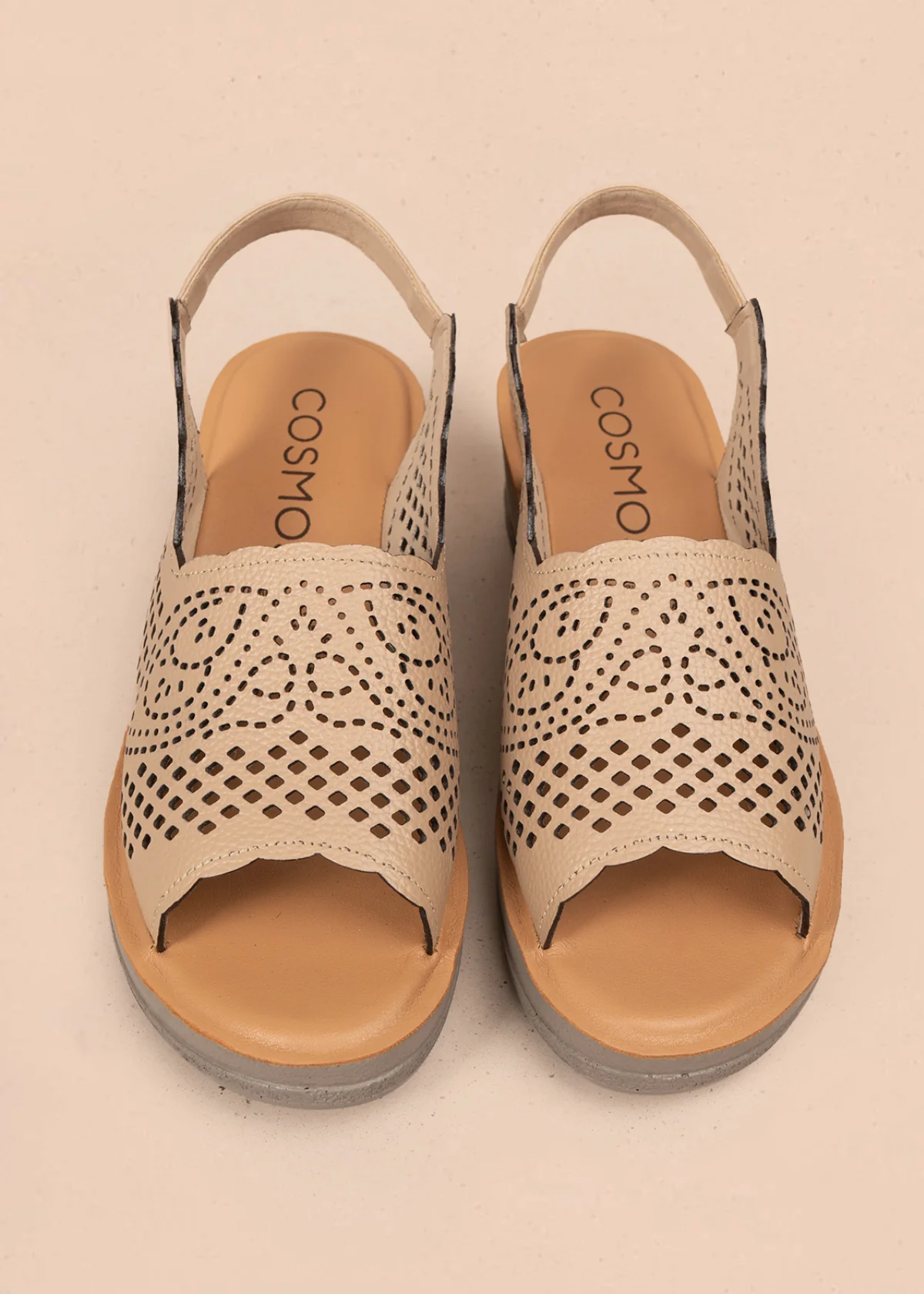 Sandalias en cuero color palo de rosa con plataforma y perforaciones 106988 - Image 5