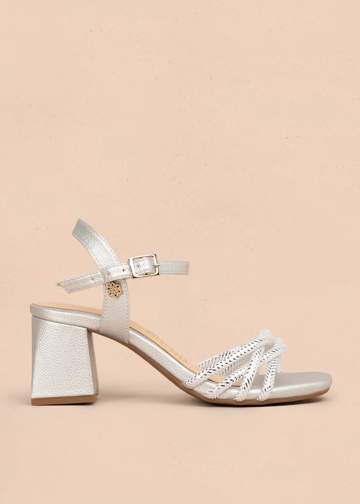 Sandalias de fiesta color plata con trenzado en el empeine 106093