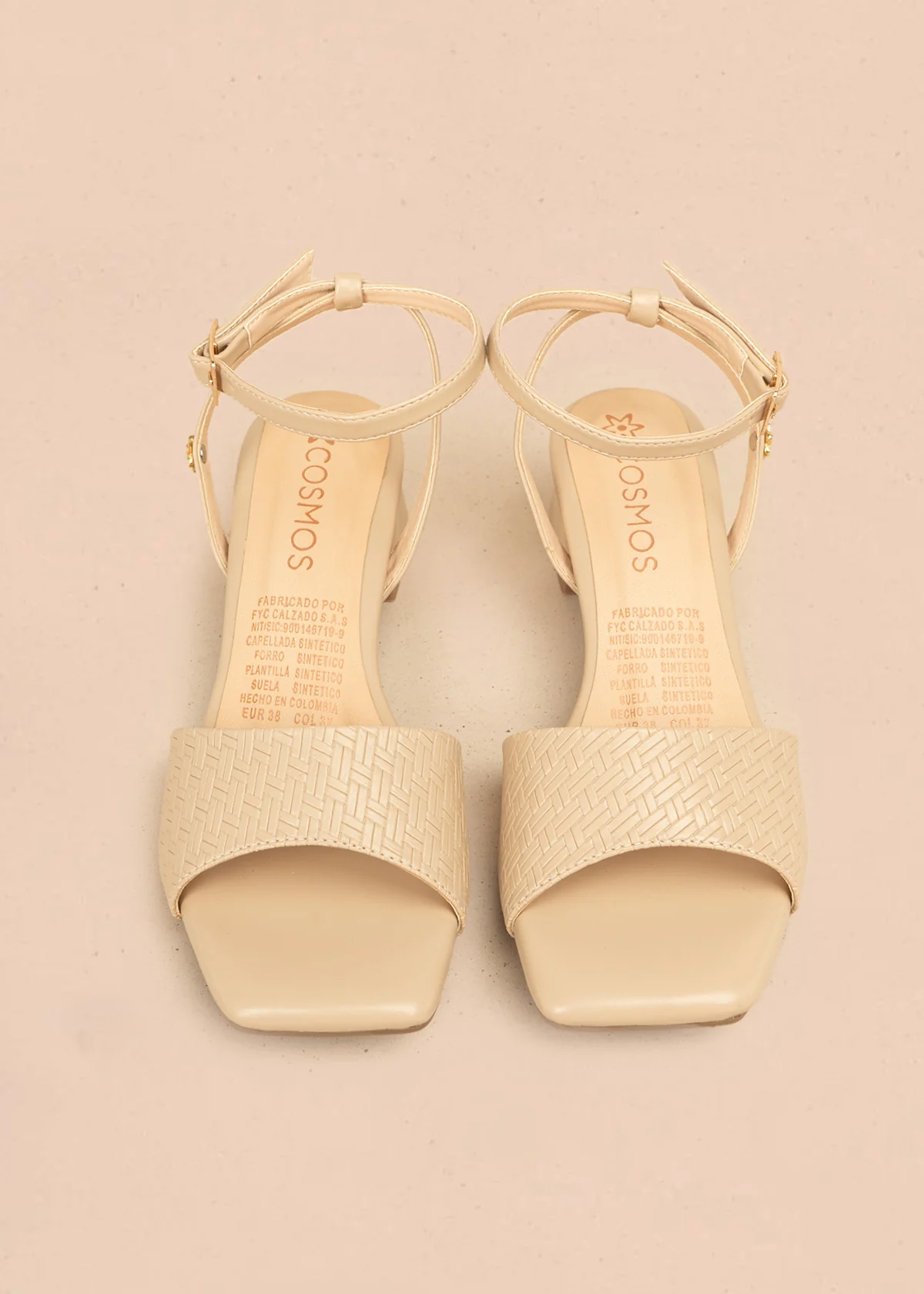 Sandalias color camel con textura trenzada 106529 - Image 4