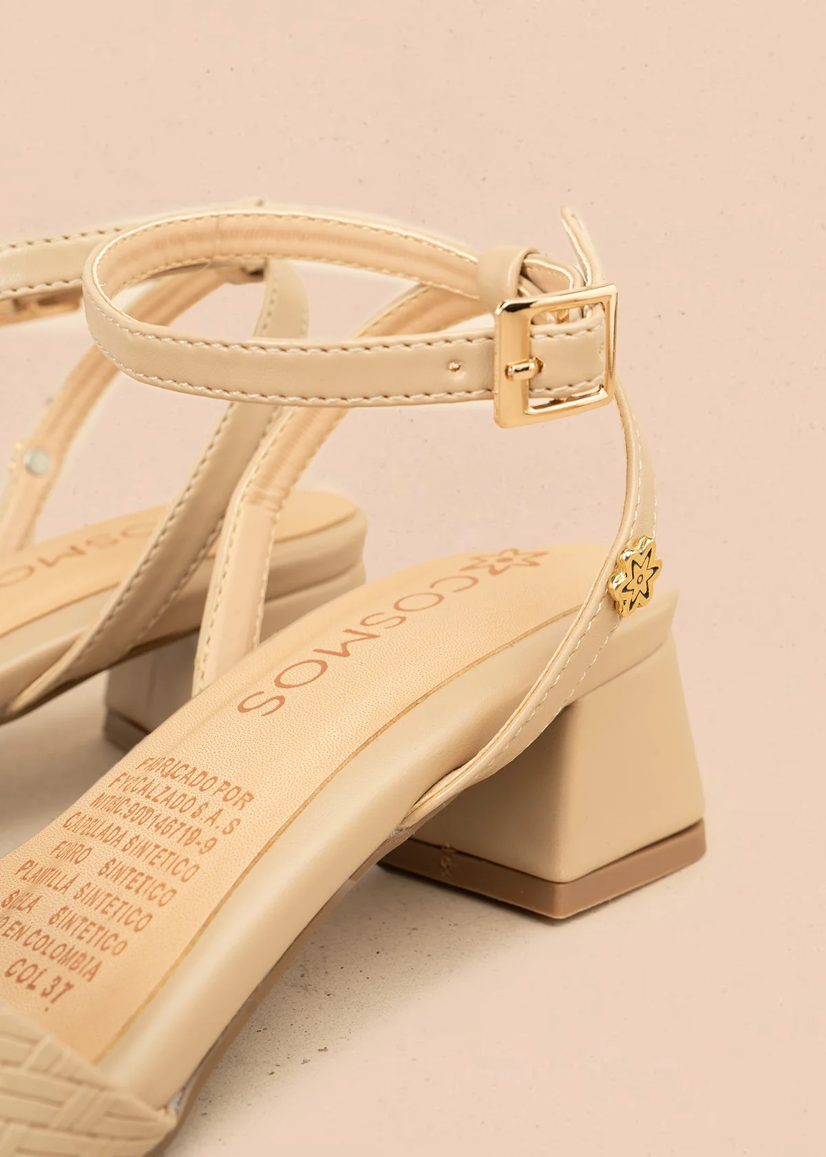 Sandalias color camel con textura trenzada 106529 - Image 5