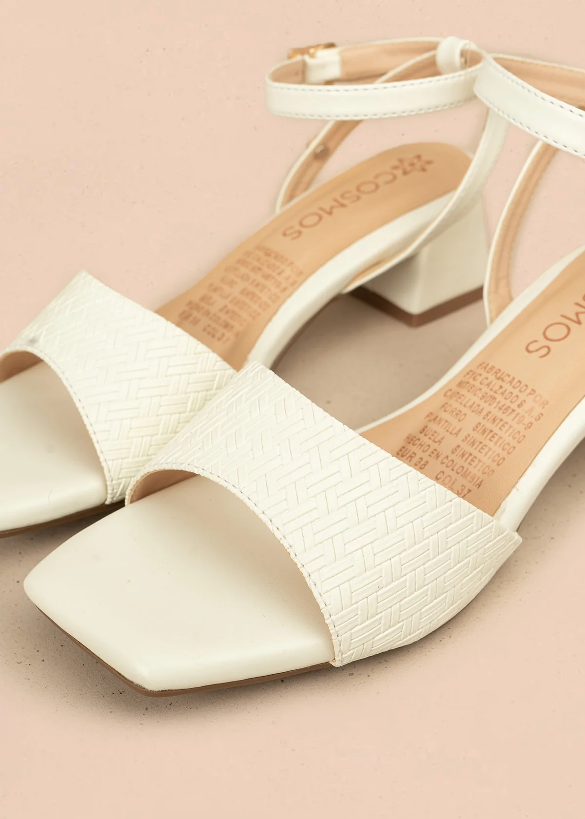 Sandalias color talco con textura trenzada 106529 - Image 3