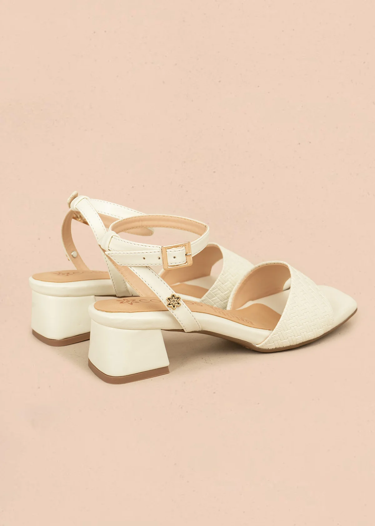 Sandalias color talco con textura trenzada 106529 - Image 5
