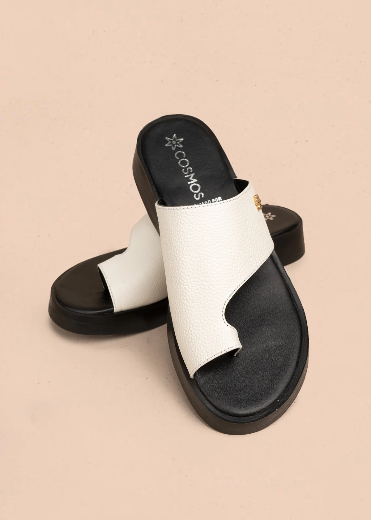 Sandalias en cuero color blanco con suela chunky 106557 - Image 3