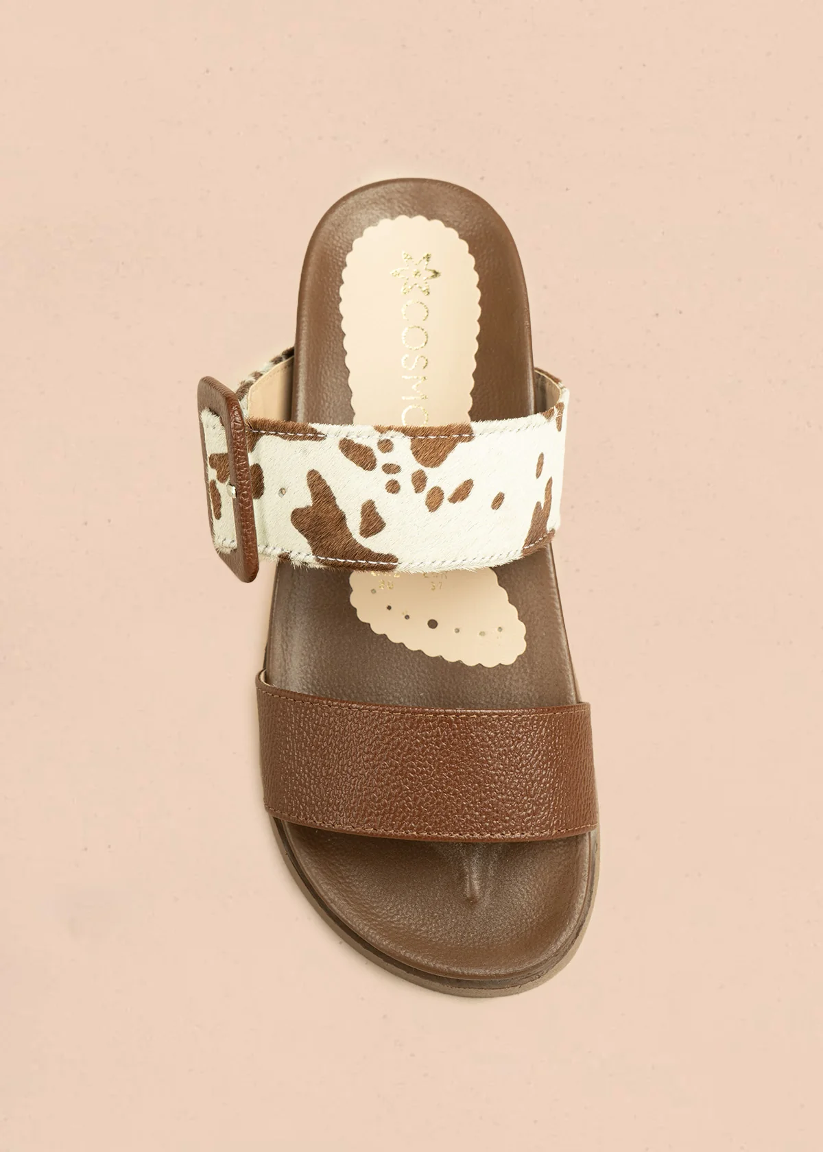 Sandalias en cuero color café con detalles animal print 106516 - Image 4