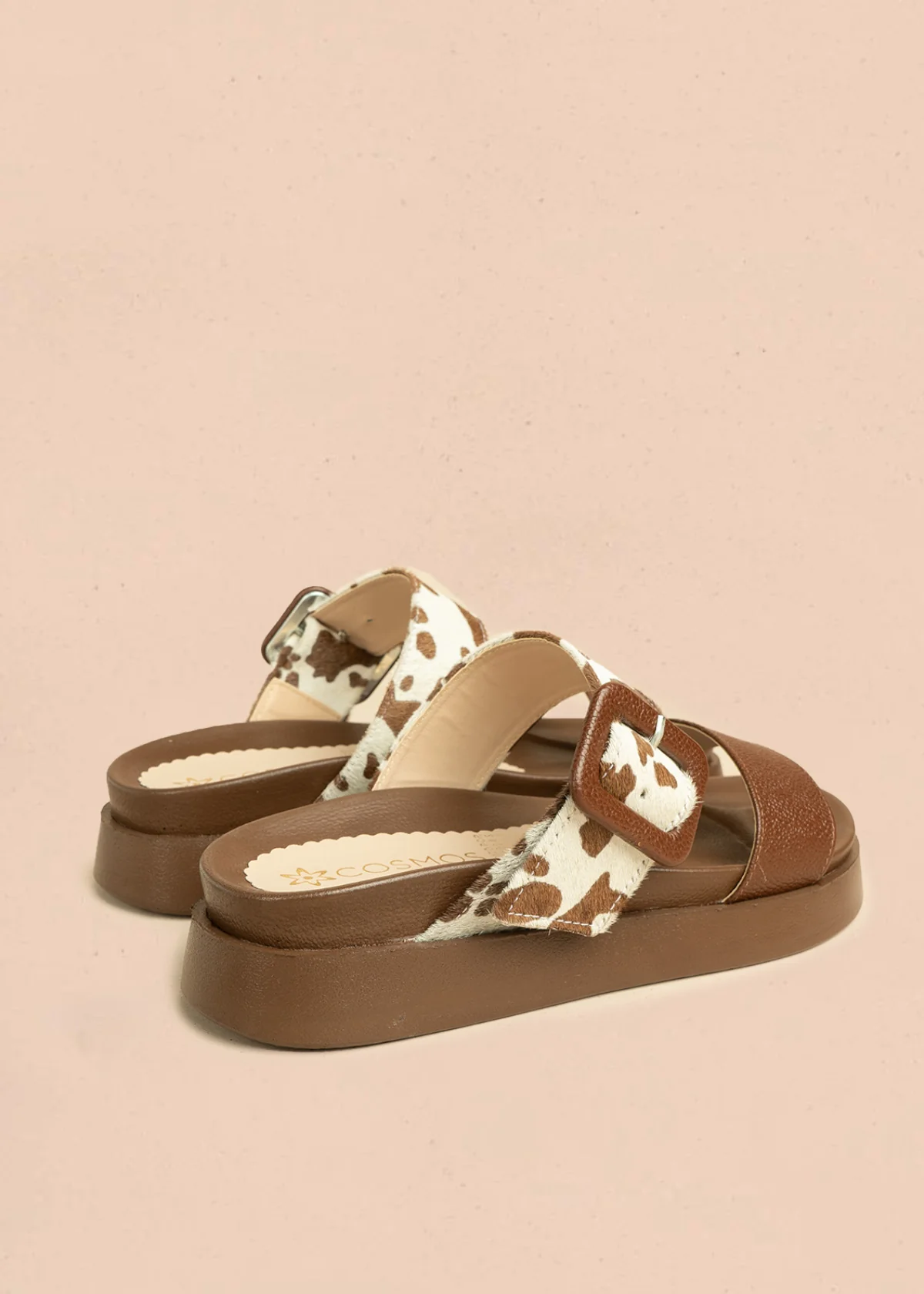 Sandalias en cuero color café con detalles animal print 106516 - Image 5