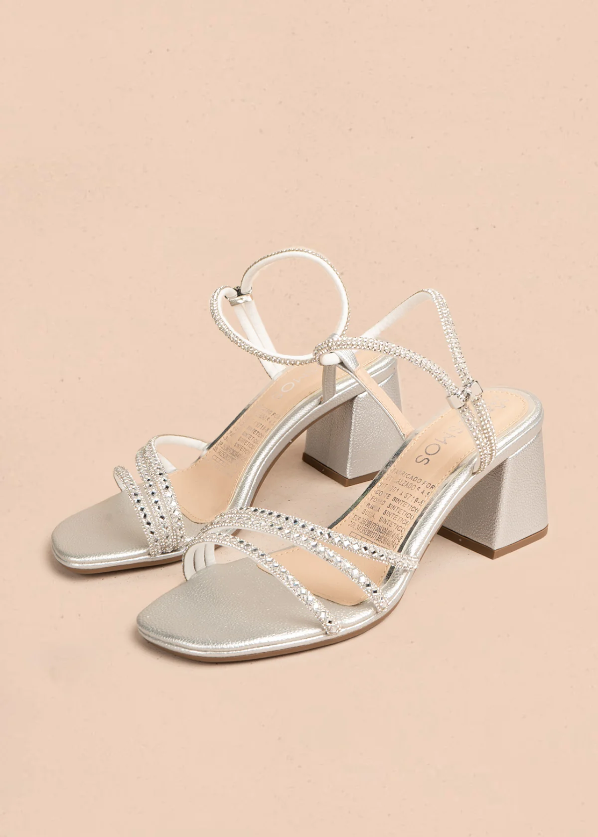 Sandalias color plata con tiras de pedrería brillante y acabado elegante 105427 - Image 2