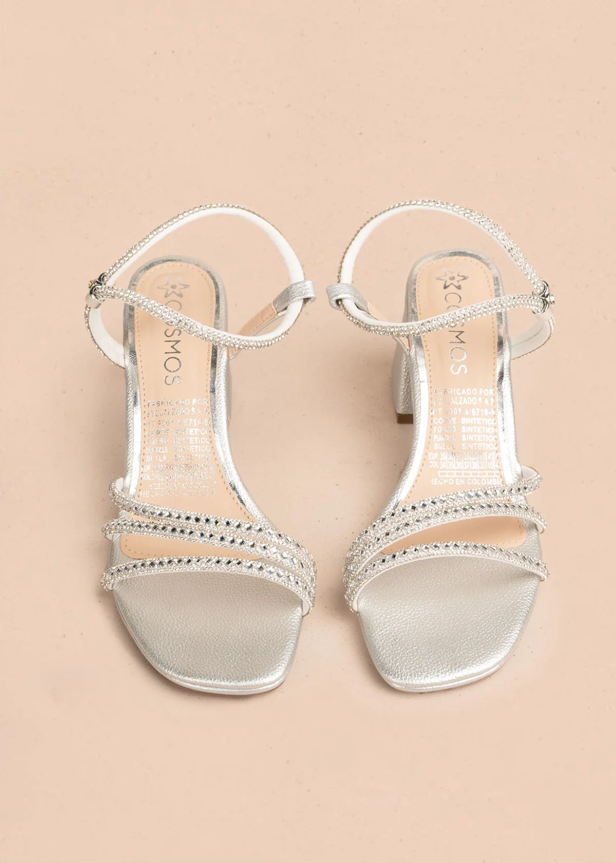 Sandalias color plata con tiras de pedrería brillante y acabado elegante 105427 - Image 5