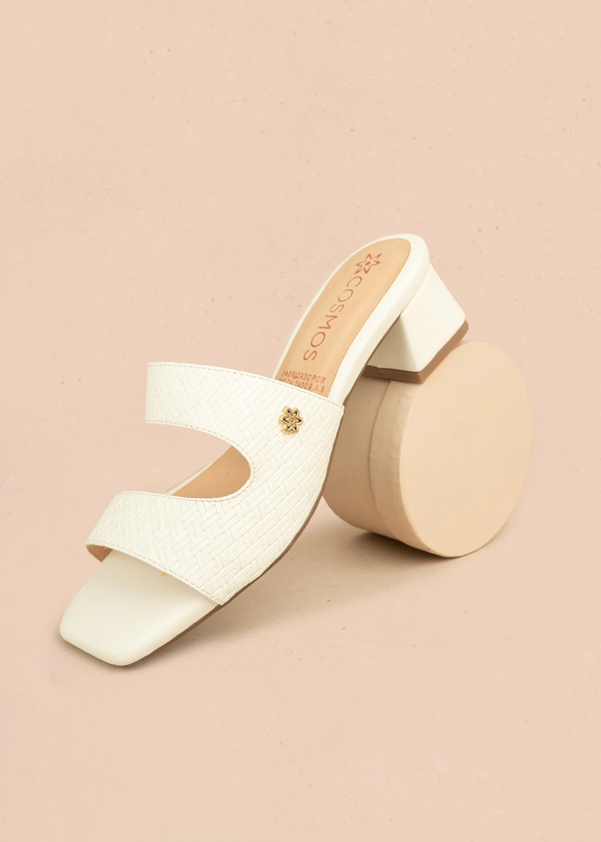 Sandalias color talco con textura trenzada 106528 - Image 4