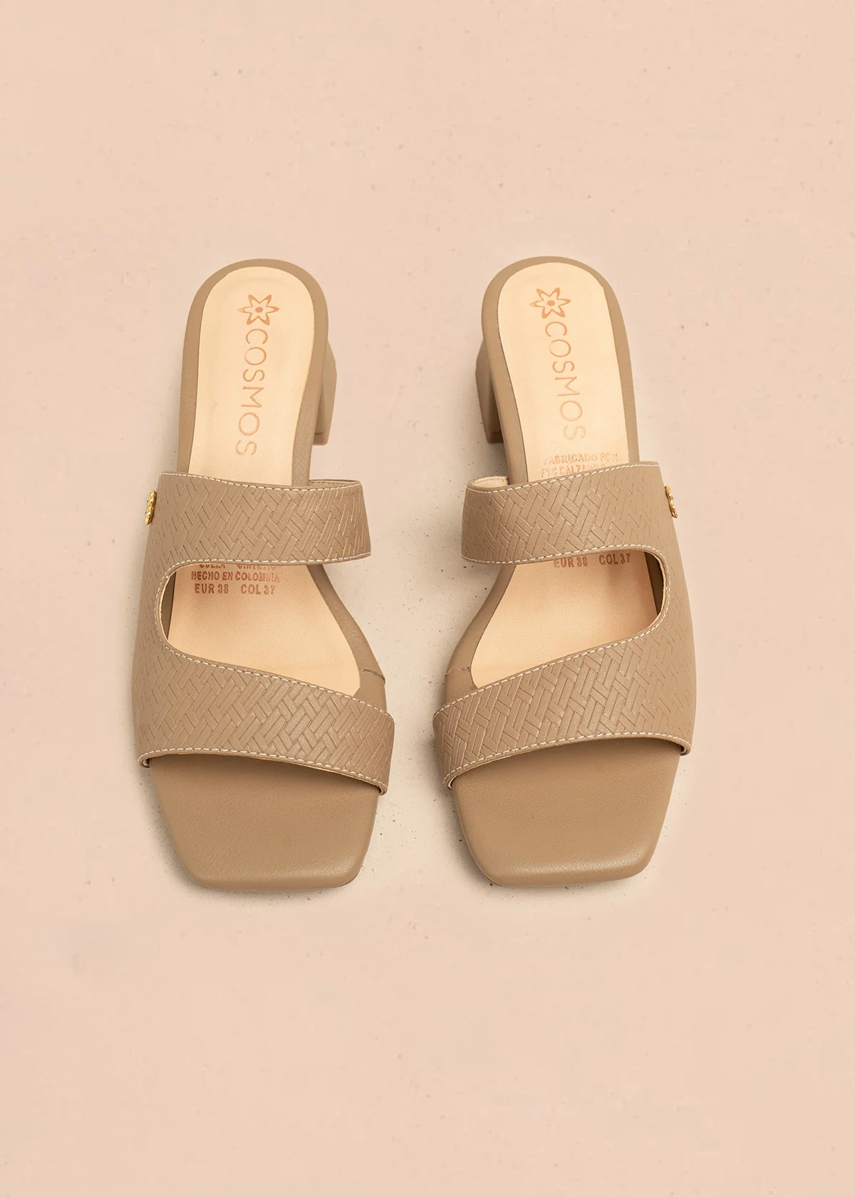 Sandalias color taupe con textura trenzada 106528 - Image 2
