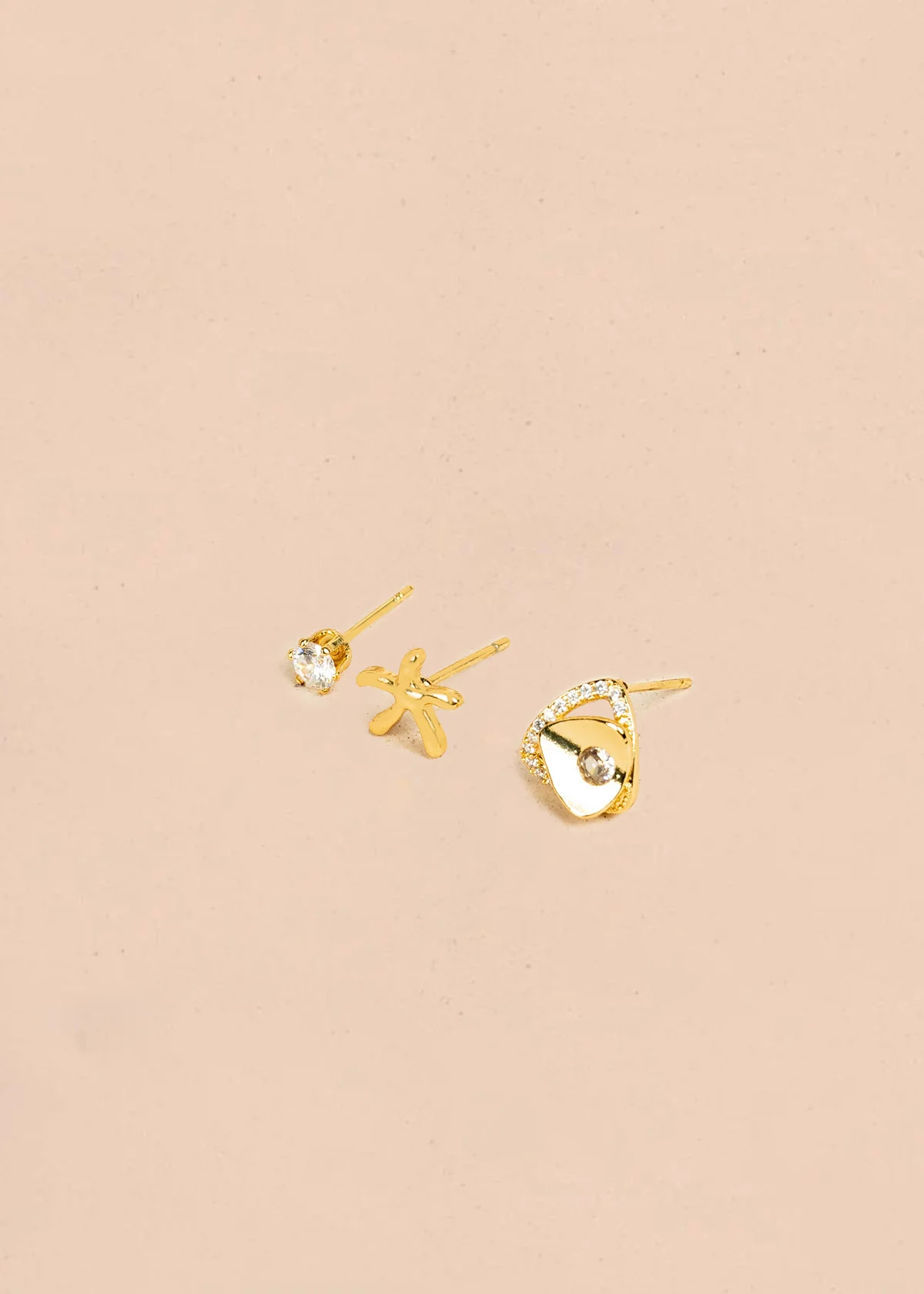 Set x3 aretes color dorado estrella y piedras 106357 - Image 5