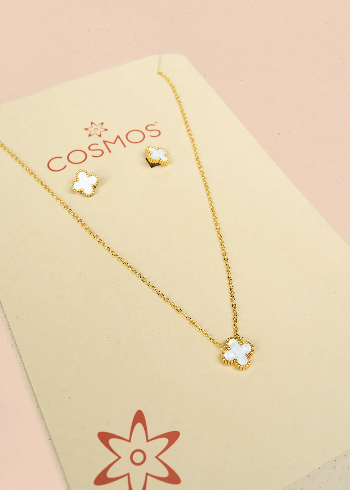 Set collar + aretes de trébol midi color blanco 106356 - Image 6