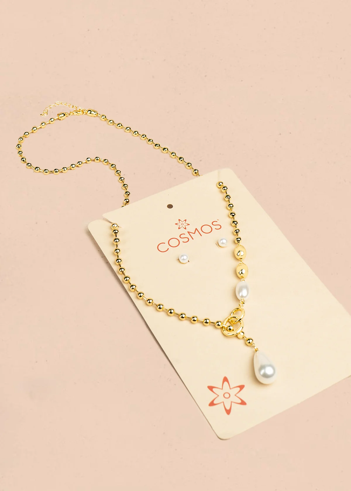 Set collar dorado + aretes de perlas 106355 - Image 3