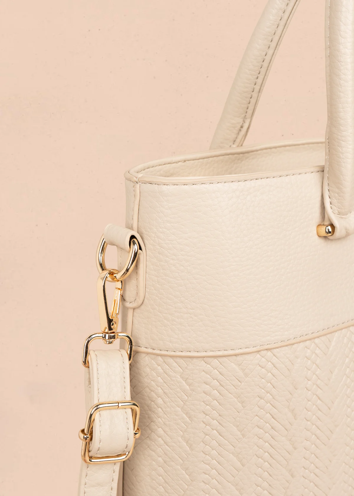 Bolso tipo shopping color beige con grabado tipo espiga 106289 - Image 2