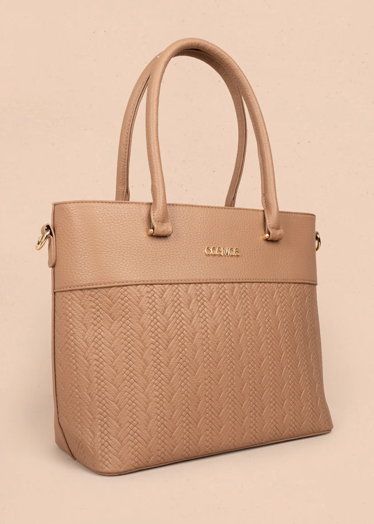 Bolso tipo shopping color camel con grabado tipo espiga 106289 - Image 3