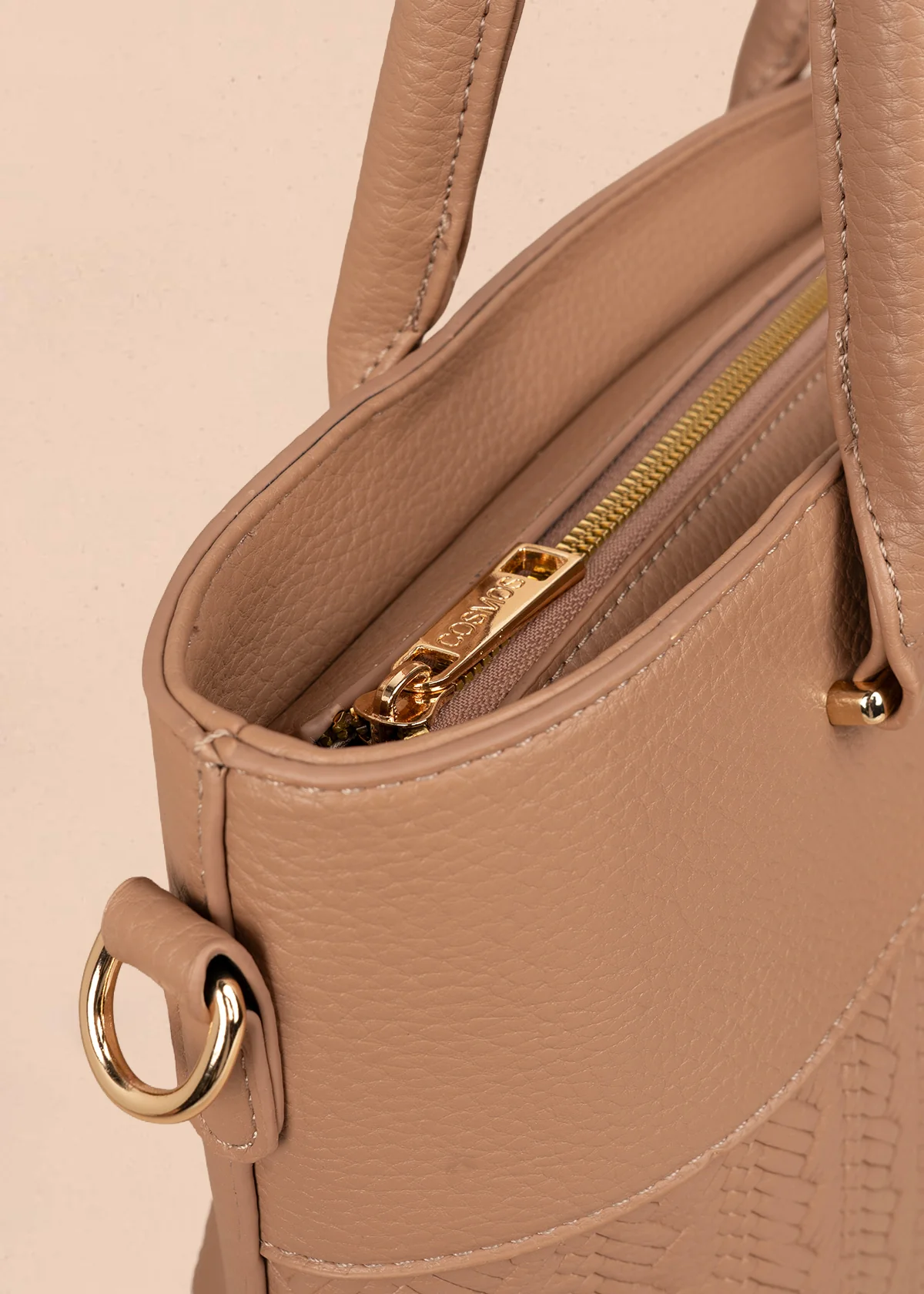 Bolso tipo shopping color camel con grabado tipo espiga 106289 - Image 4