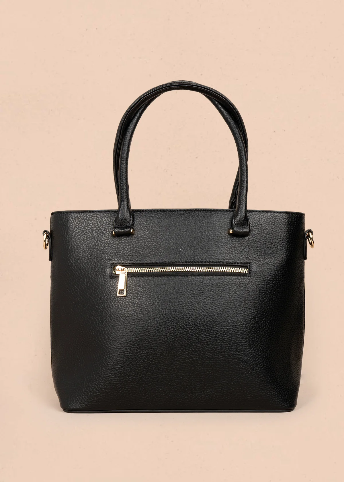 Bolso tipo shopping color negro con grabado tipo espiga 106289 - Image 3