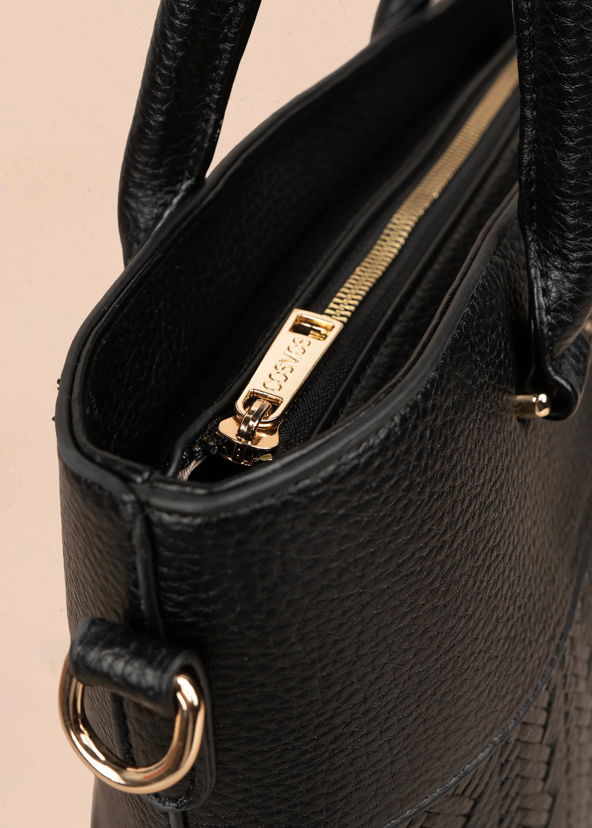 Bolso tipo shopping color negro con grabado tipo espiga 106289 - Image 5