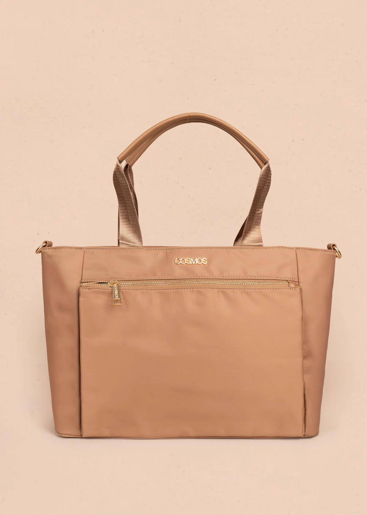Bolso tipo shopping color caqui con bolsillo frontal 106290