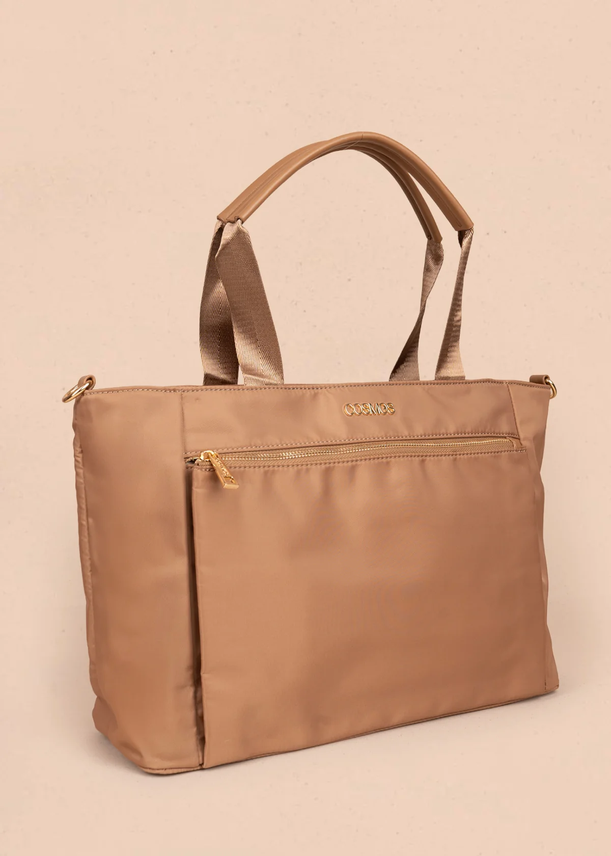 Bolso tipo shopping color caqui con bolsillo frontal 106290 - Image 2